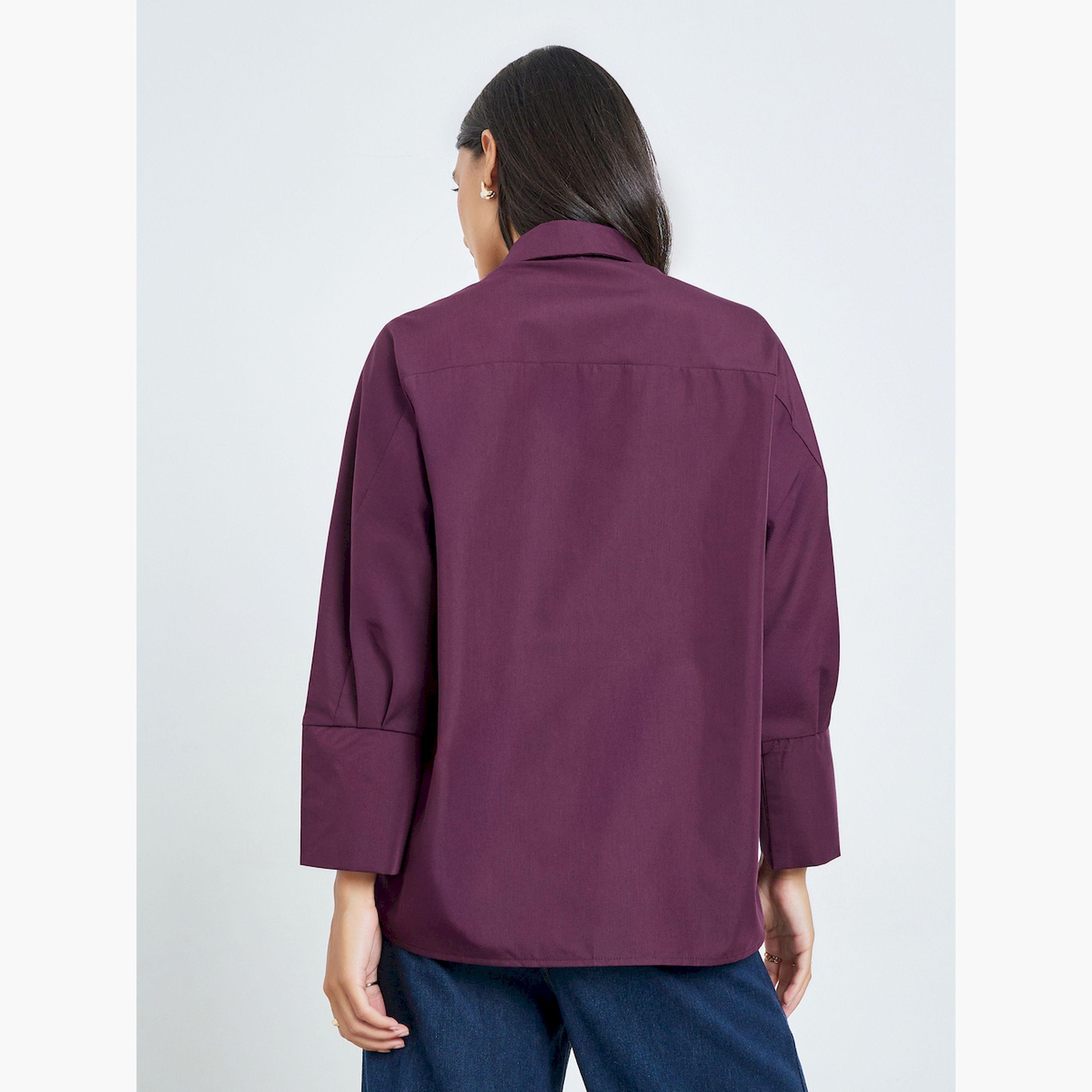 ستايلي - قميص أرجواني بأكمام طويلة وواسع-women-clothing-shirtsandblouses-shirts-image-4
