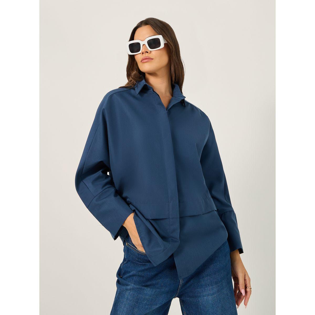 Styli Solid Oversized Collared Shirt-women-clothing-shirtsandblouses-shirts-image-1