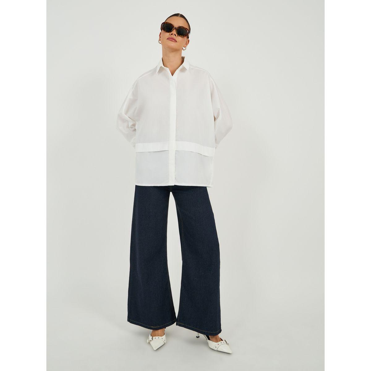 Oversized Buttoned Shirt with Panel Detail-women-clothing-shirtsandblouses-shirts-image-2