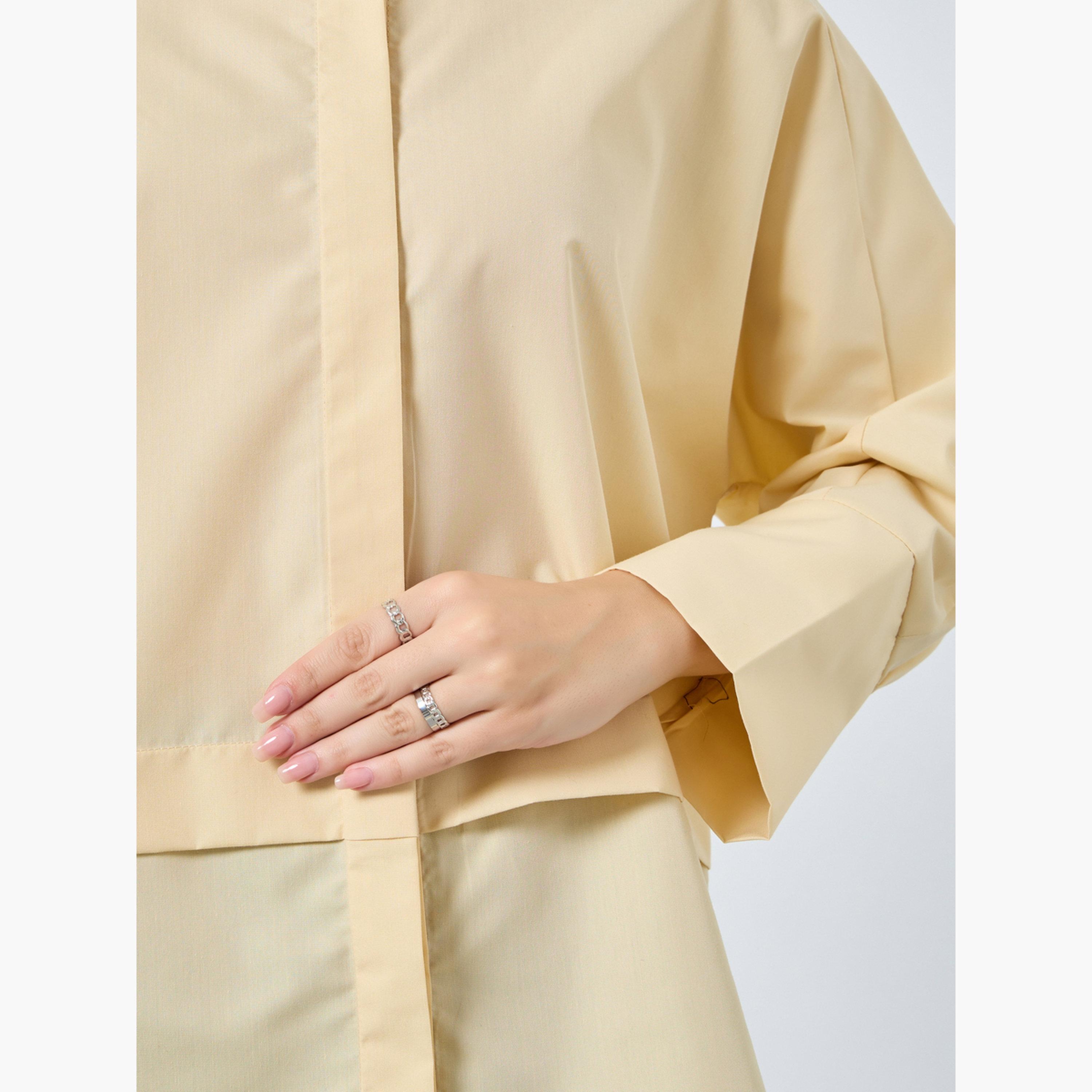 ستايلي - قميص تصميم واسع بأزرار وتفاصيل لوحة للنساء-women-clothing-shirtsandblouses-shirts-image-3