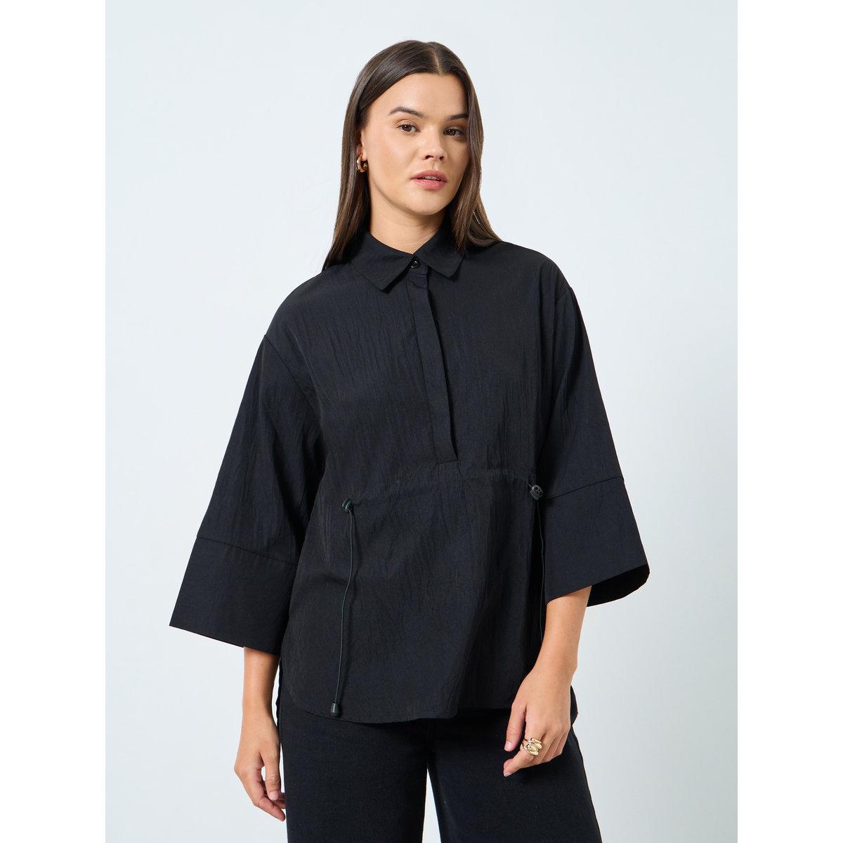 بلوزة فضفاضة بتفاصيل أربطة-women-clothing-shirtsandblouses-shirts-image-1