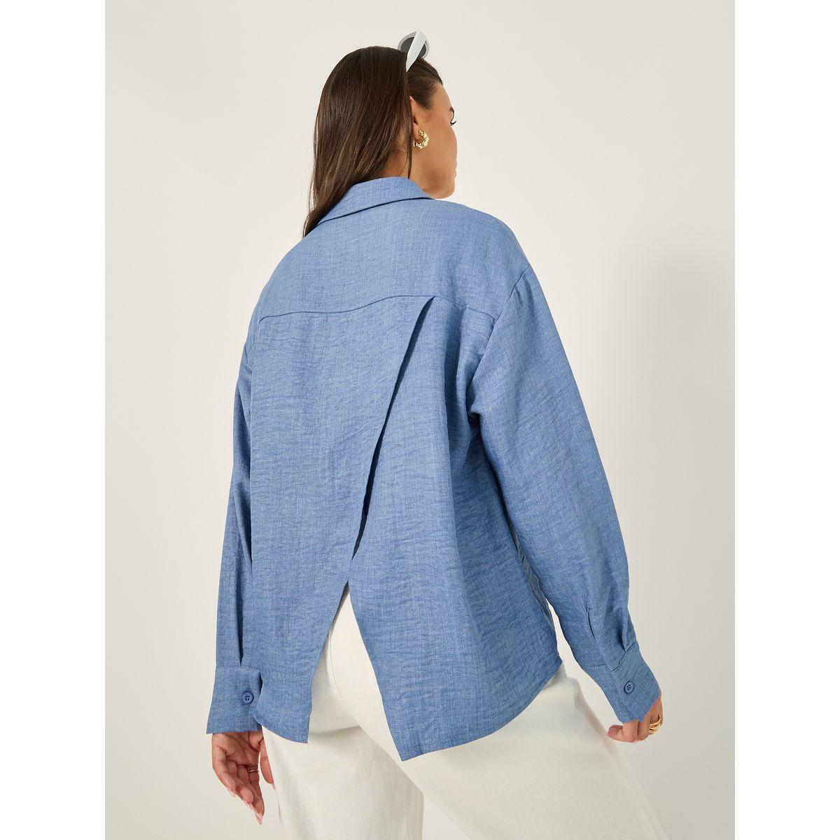 بلوزة فضفاضة بياقة مع أزرار غلق-women-clothing-shirtsandblouses-shirts-image-4