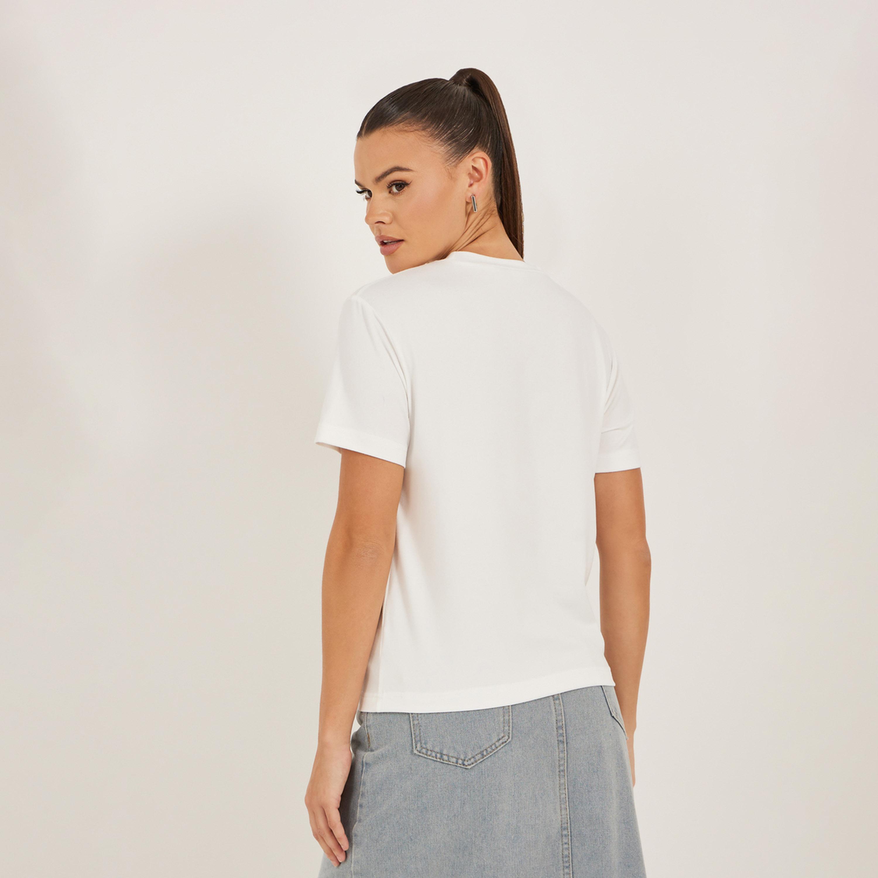 Styli Bow Embellished Detail Regular Fit T-Shirt-women-clothing-tshirts-image-5
