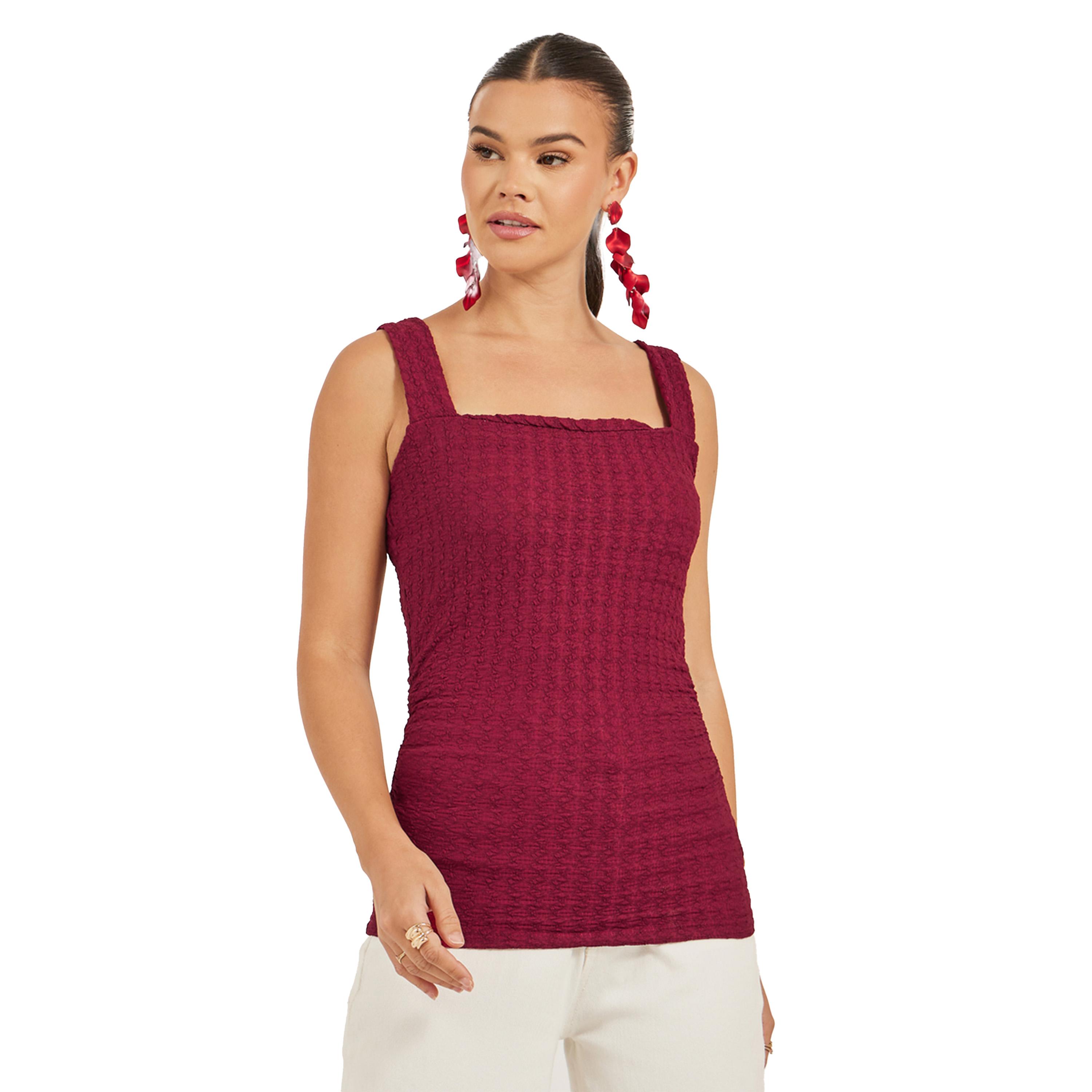 Styli Textured Square Neck Fitted Strappy Top-women-clothing-tshirts-image-3
