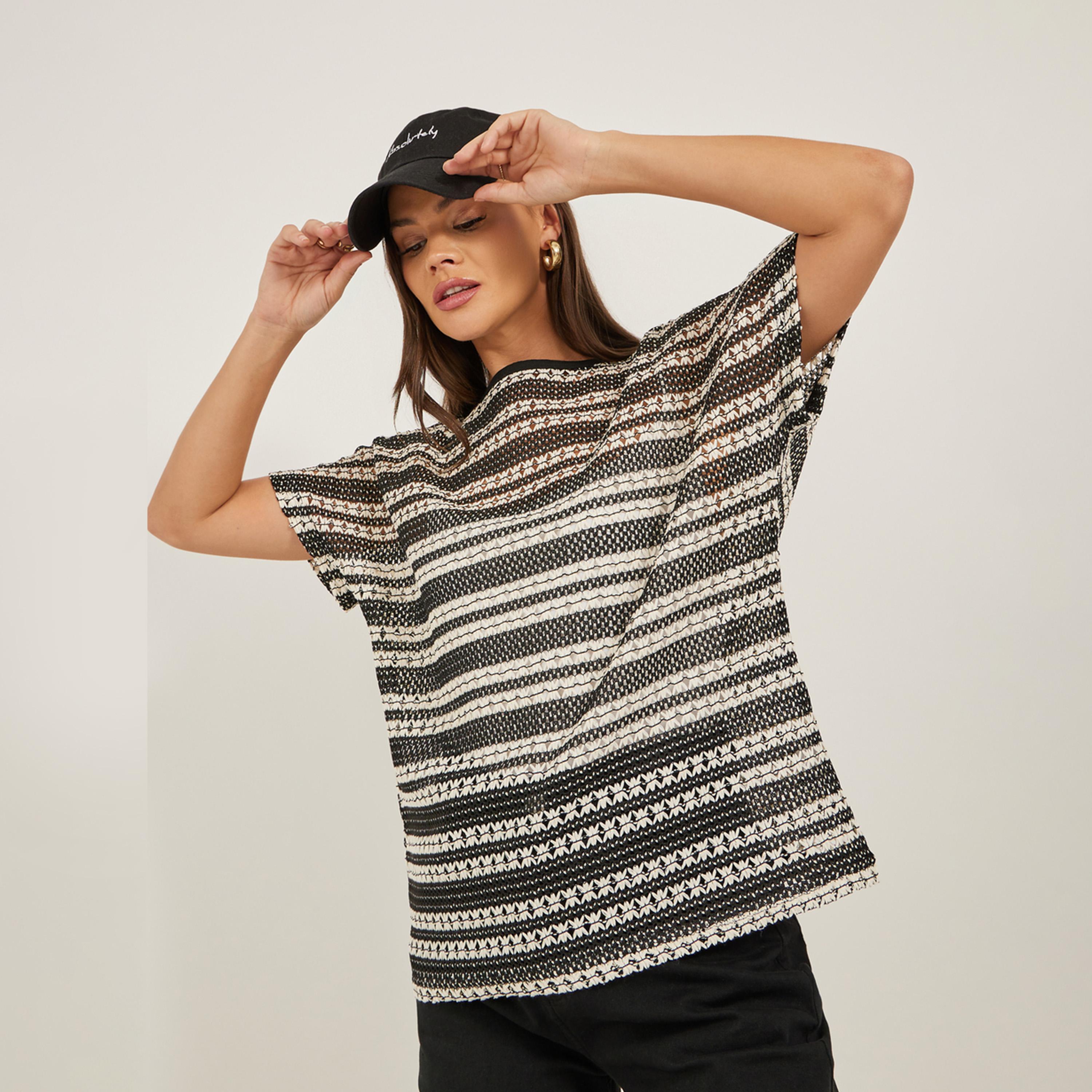 Styli Self Design Boatneck Neck Boxy T-Shirt-women-clothing-tshirts-image-1