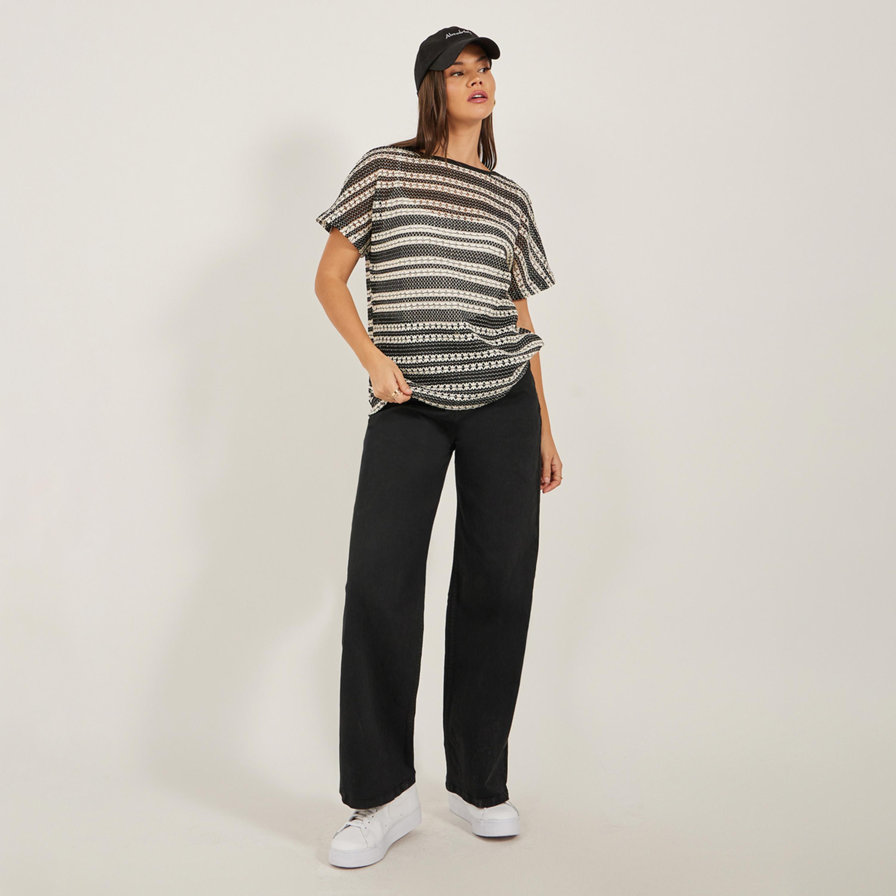 Styli Self Design Boatneck Neck Boxy T-Shirt-women-clothing-tshirts-image-2
