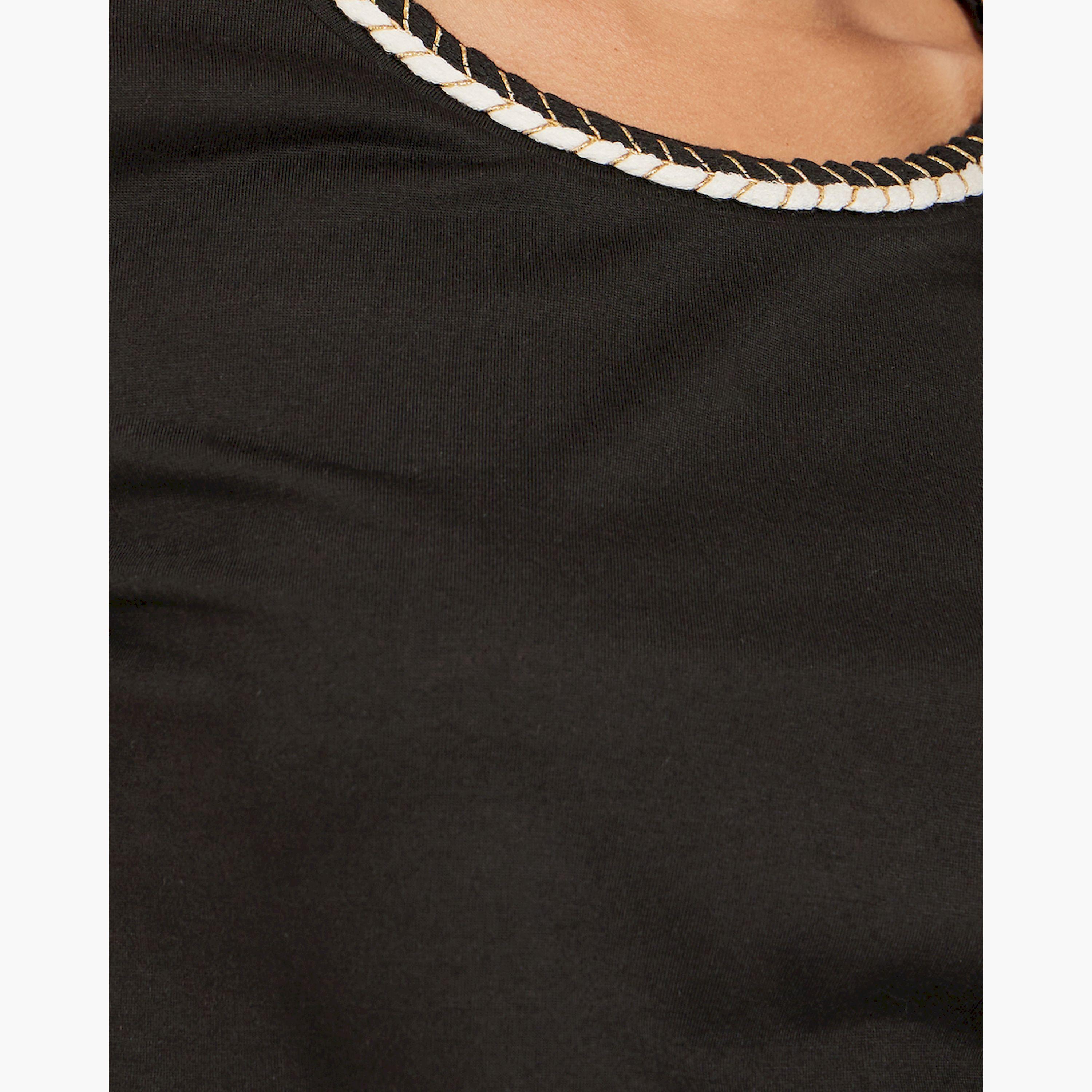 Styli Embellished Trim Round Neck Regular Fit T-Shirt-women-clothing-tshirts-image-4