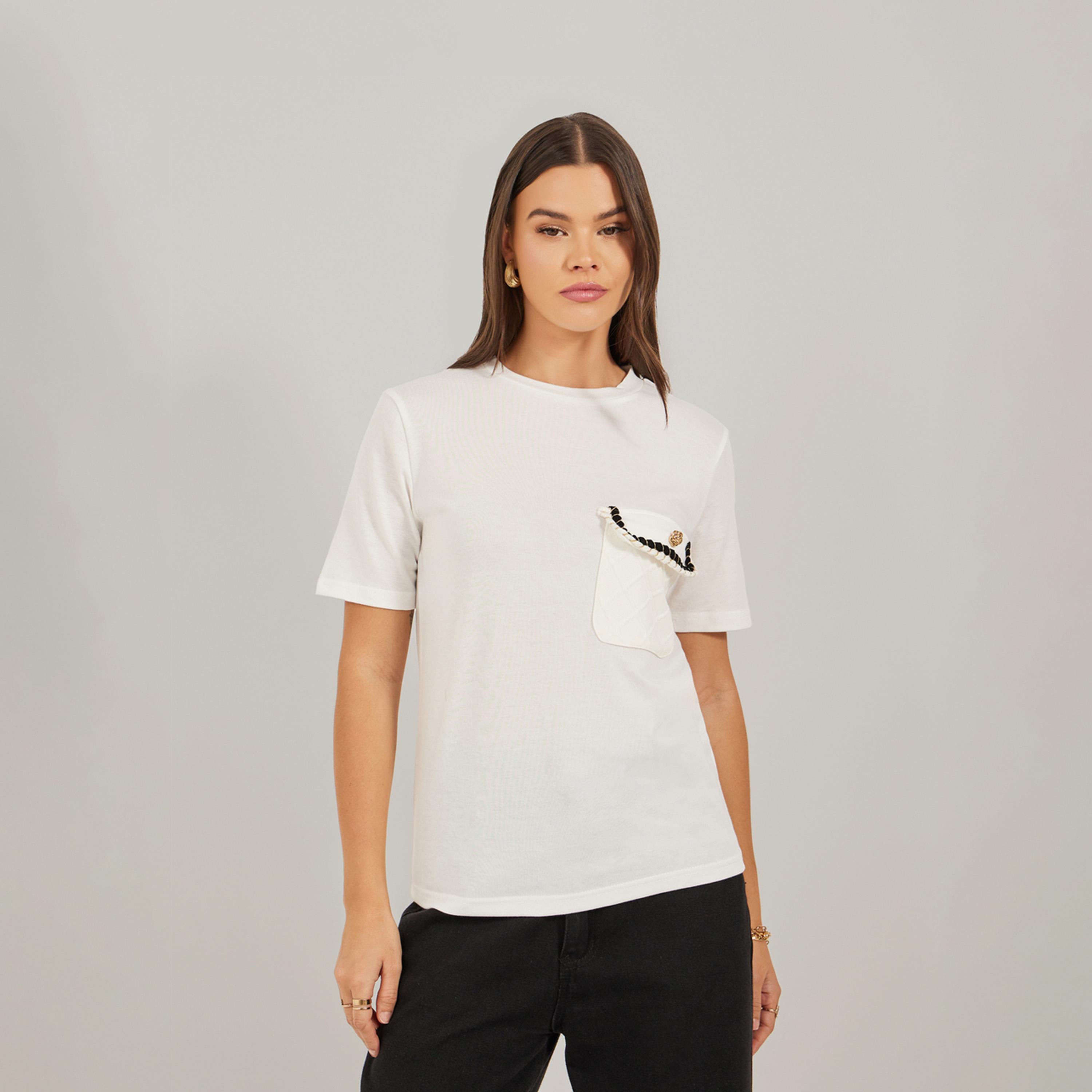 Styli Embellished Pocket Detail Regular Fit T-Shirt-women-clothing-tshirts-image-3