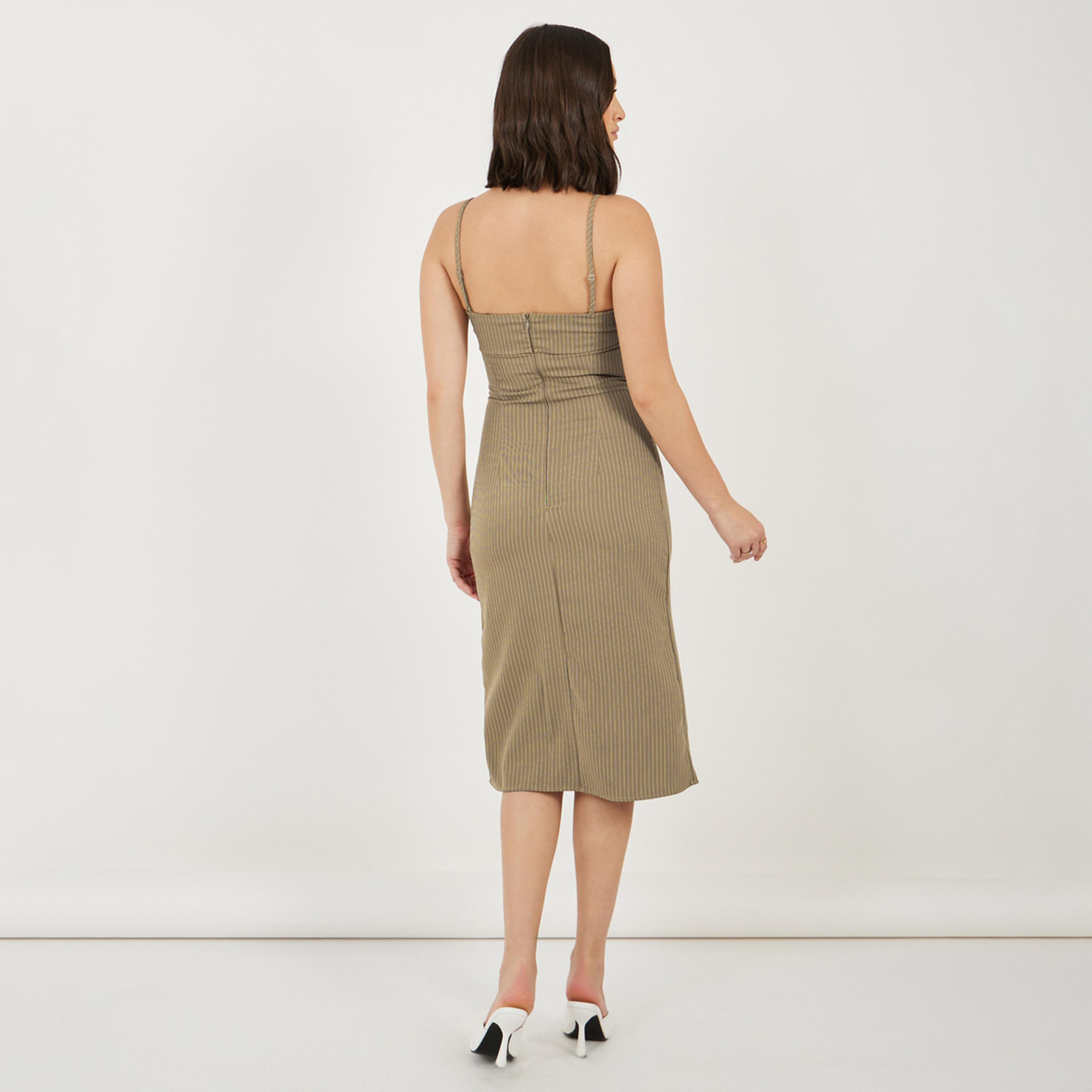 ستايلي - فستان مخطط متوسط الطول بدون أكمام-women-clothing-dresses-image-6