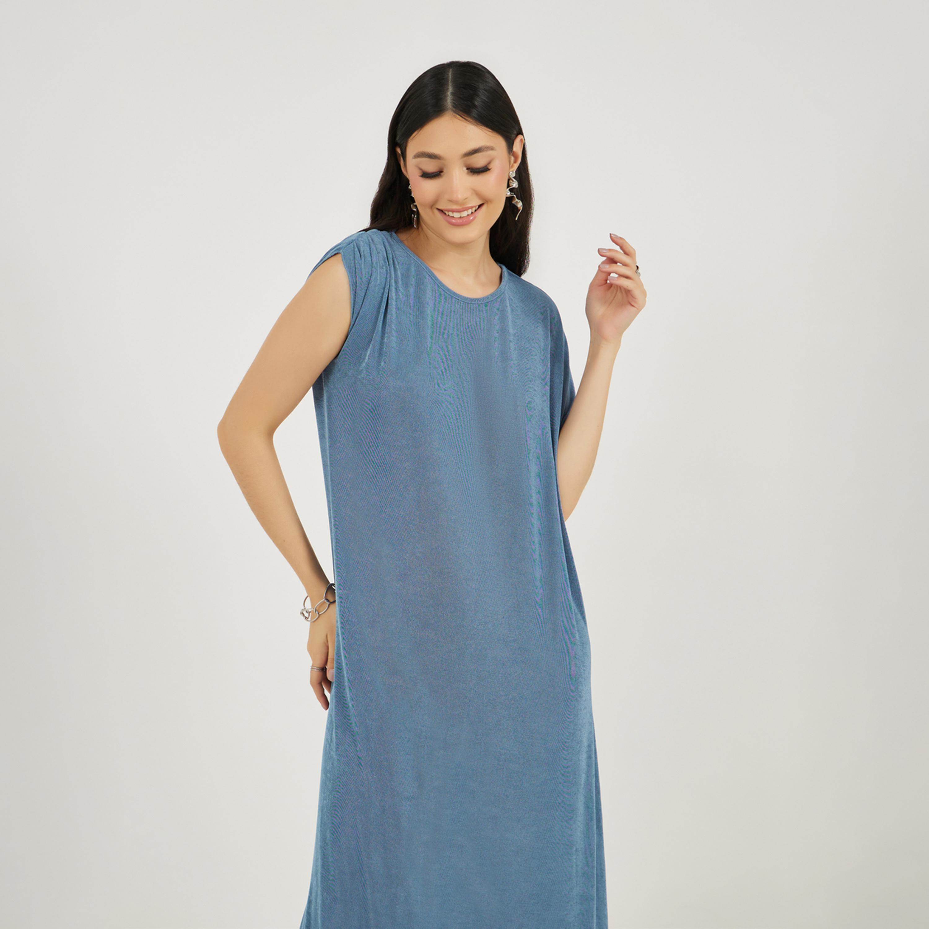 ستايلي - فستان ماكسي بفتحة جانبية وحبكة محببة-women-clothing-dresses-image-2