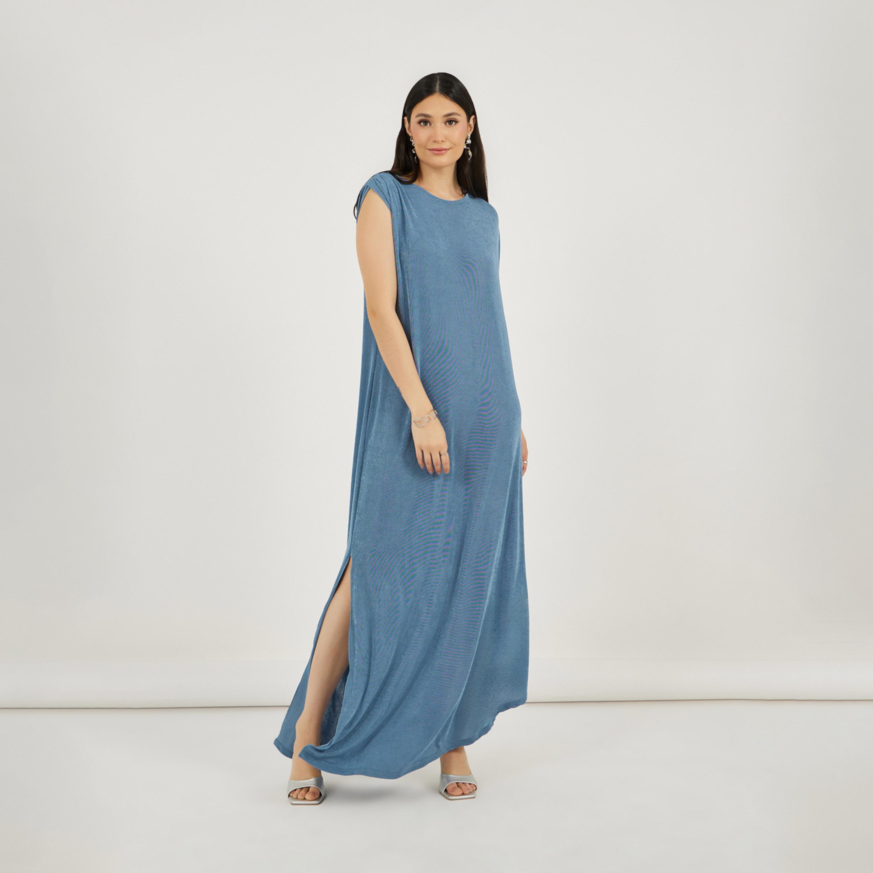 ستايلي - فستان ماكسي بفتحة جانبية وحبكة محببة-women-clothing-dresses-image-4