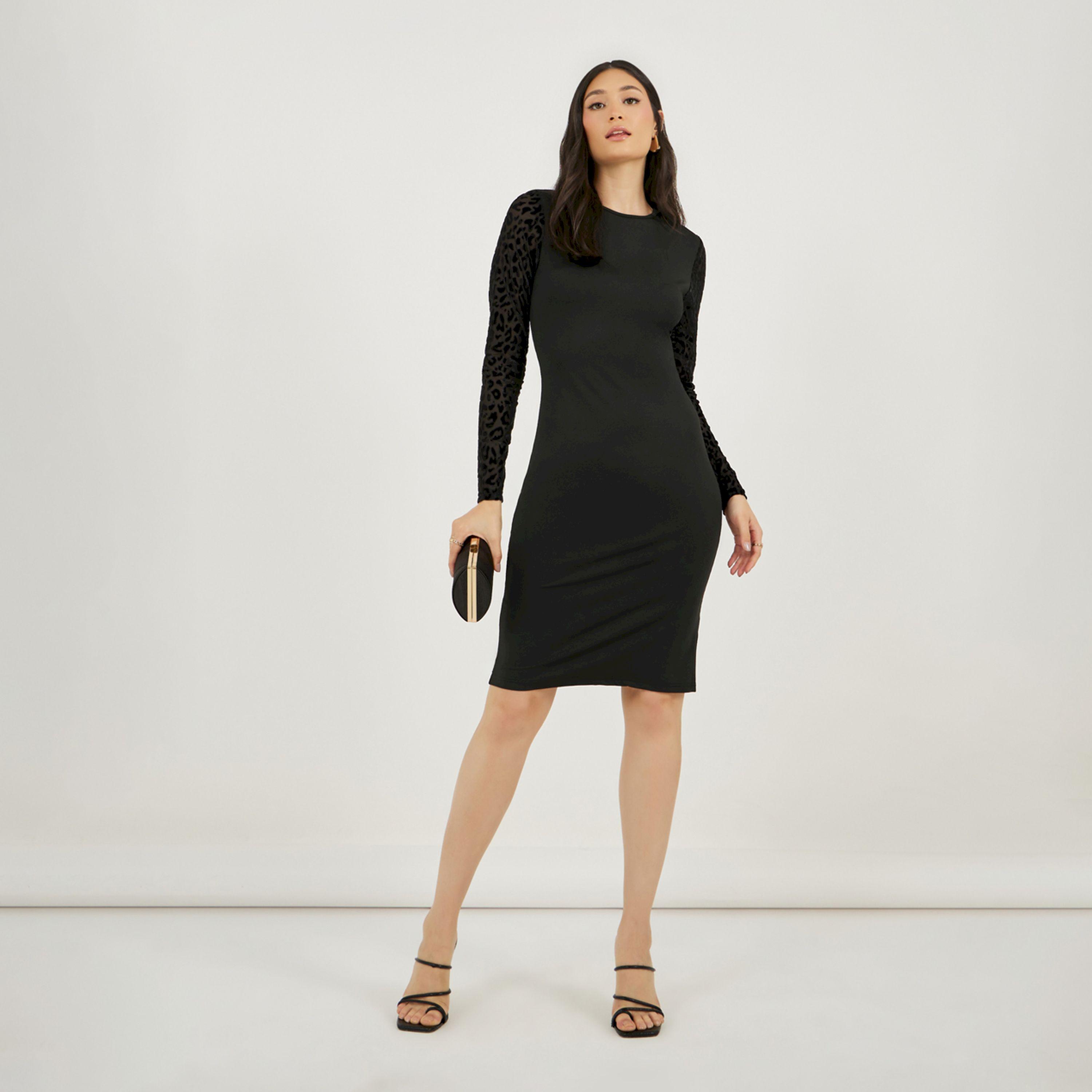 ستايلي - فستان ضيق بطول الركبة وطبعة جلد الفهد-women-clothing-dresses-image-1