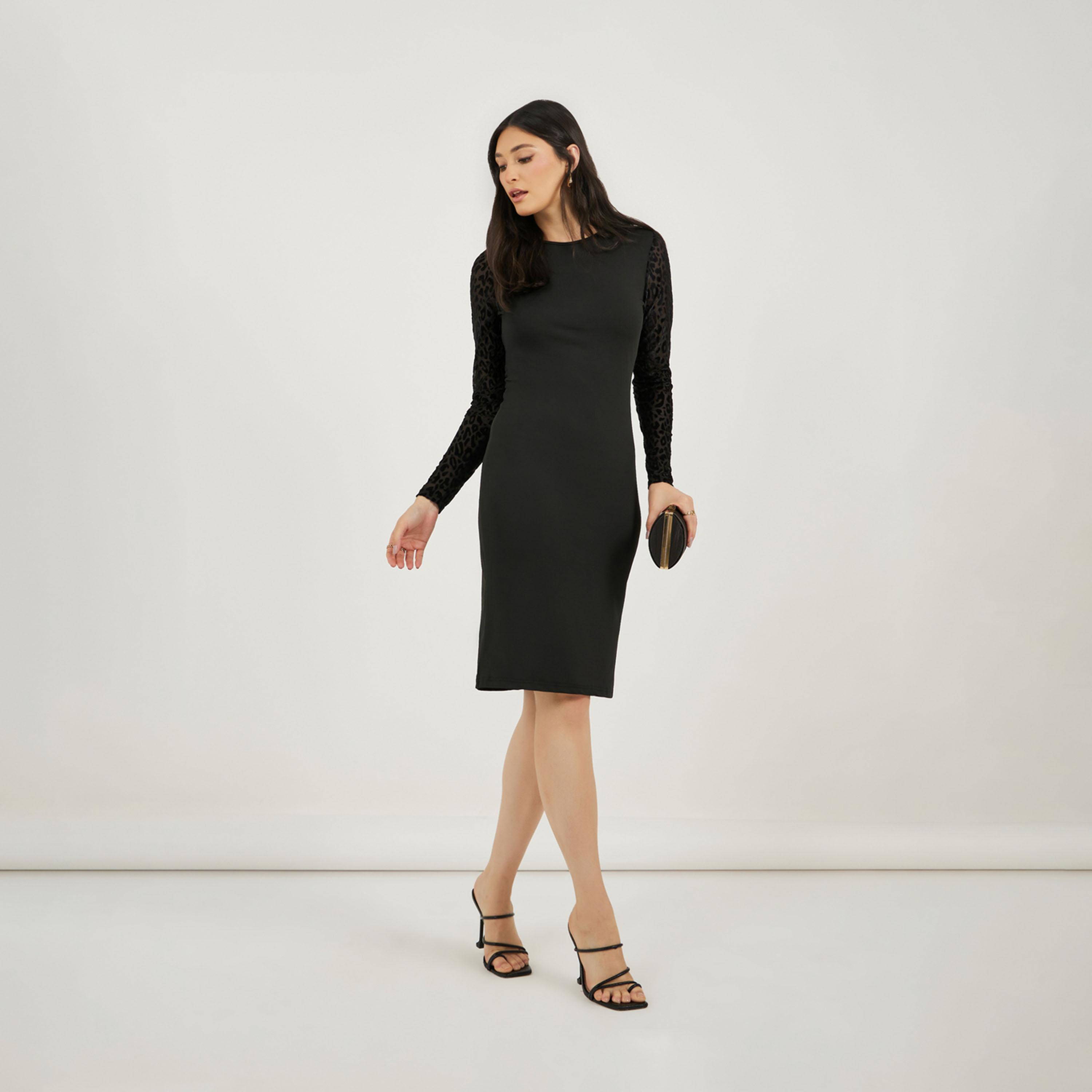 ستايلي - فستان ضيق بطول الركبة وطبعة جلد الفهد-women-clothing-dresses-image-4