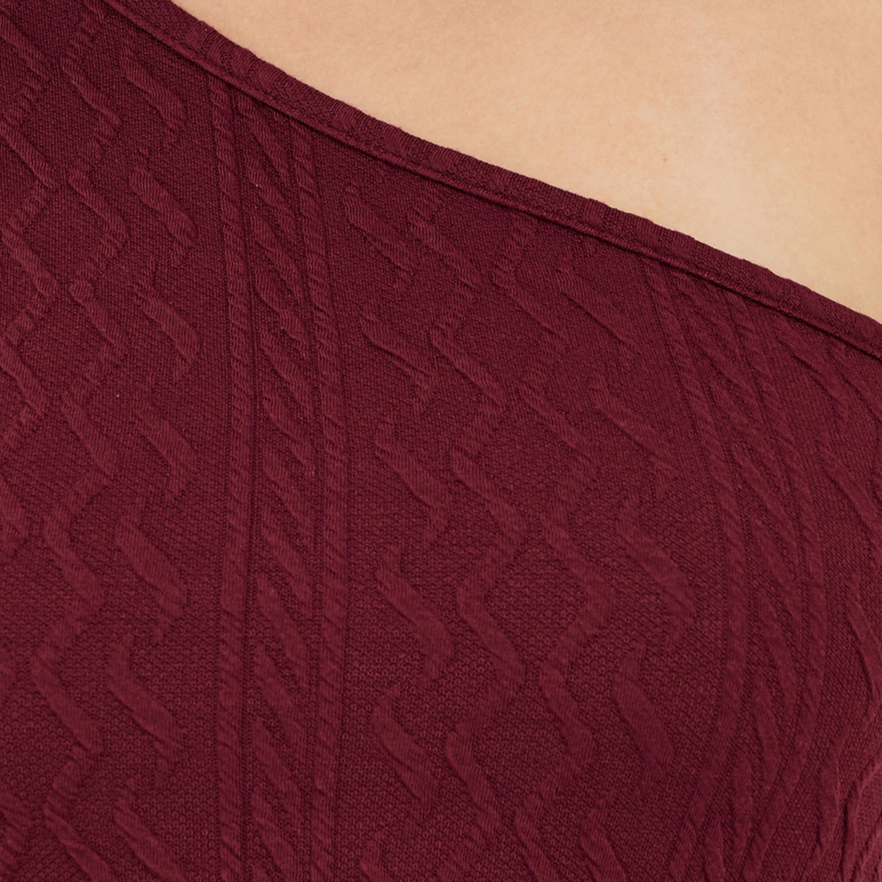 Styli One Shoulder Neck Textured Bodycon Knee Length Dress-women-clothing-dresses-image-3