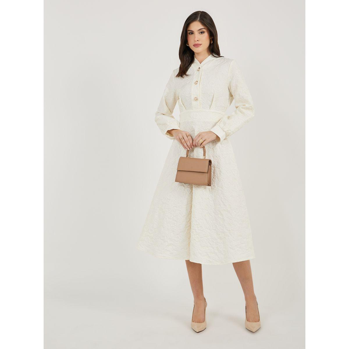 فستان ميدي جاكار بأكمام طويلة-women-clothing-dresses-image-1