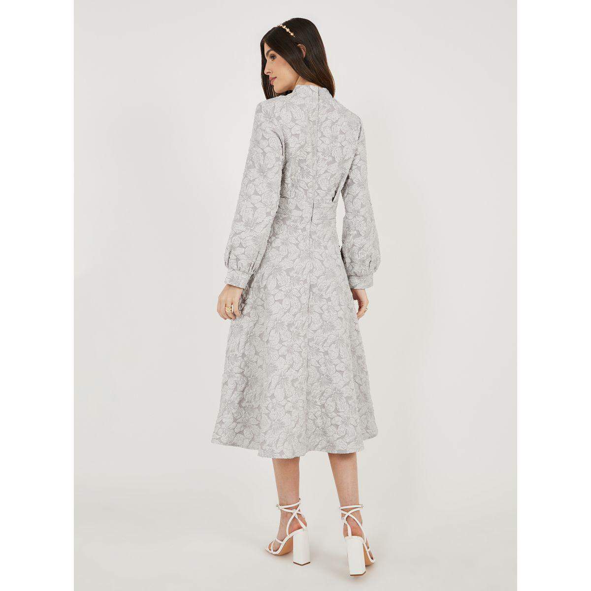 Styli Jacquard Long Sleeves A-Line Midi Dress-women-clothing-dresses-image-5