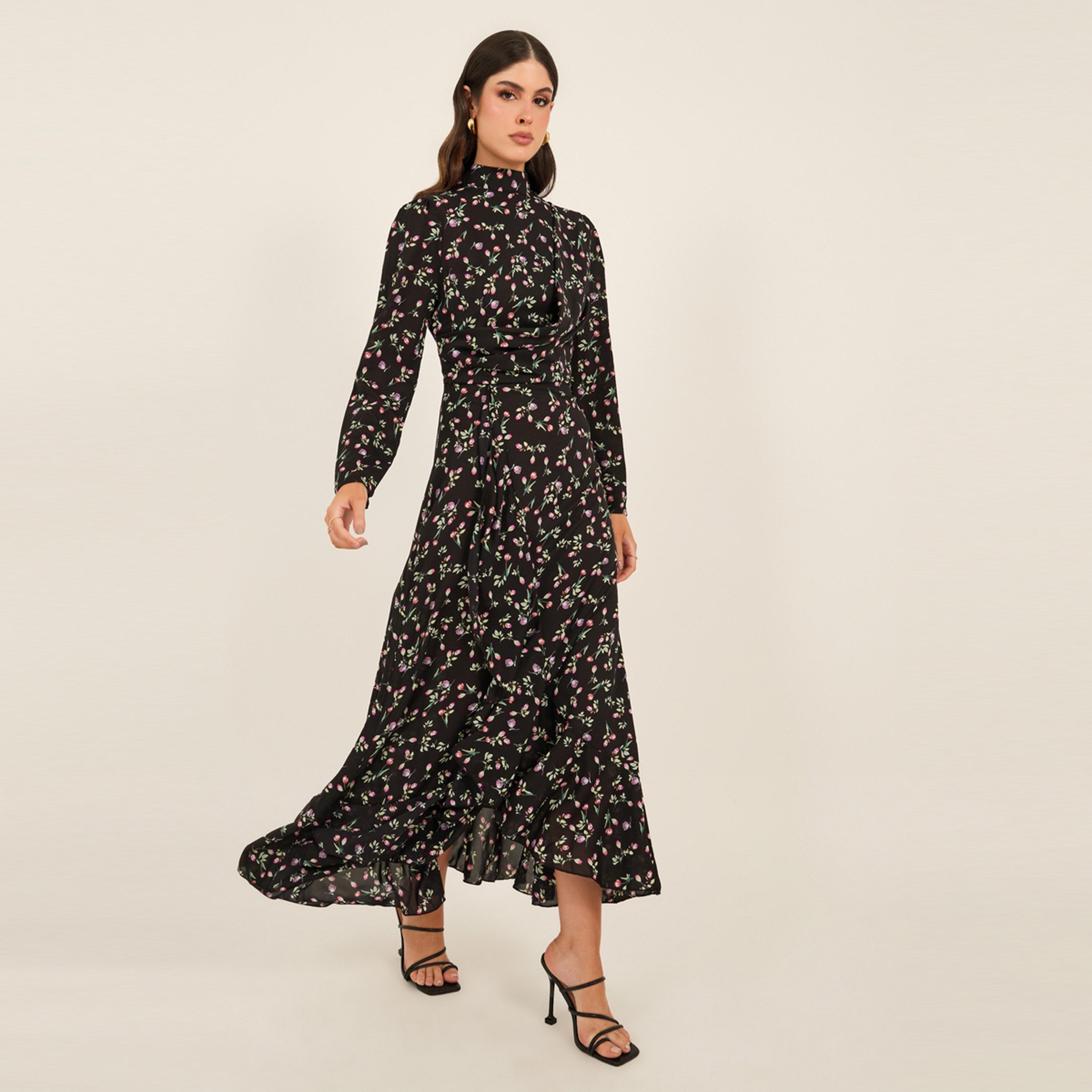 Styli All-Over Print High Neck A-Line Maxi Dress-women-clothing-dresses-image-1