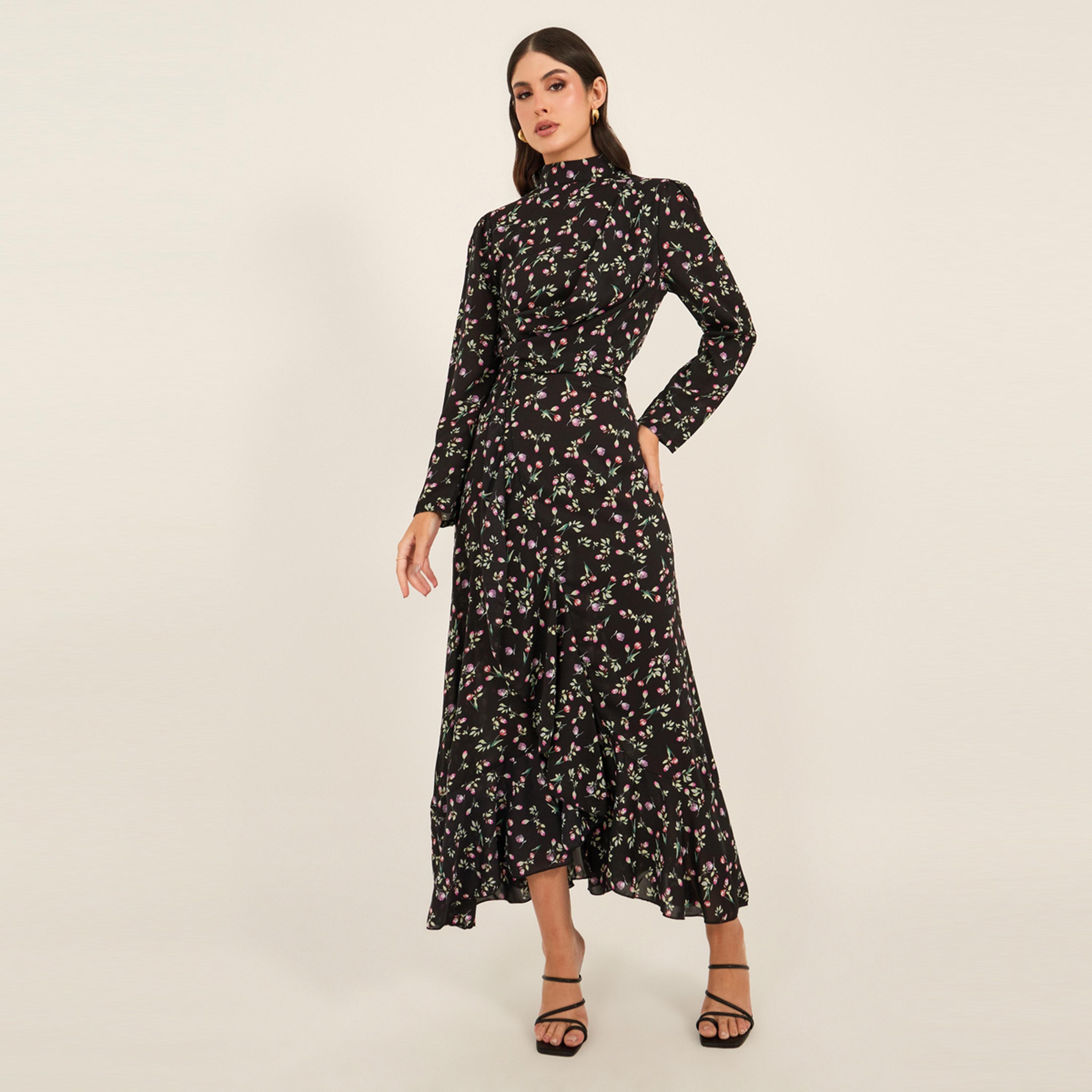 Styli All-Over Print High Neck A-Line Maxi Dress-women-clothing-dresses-image-2