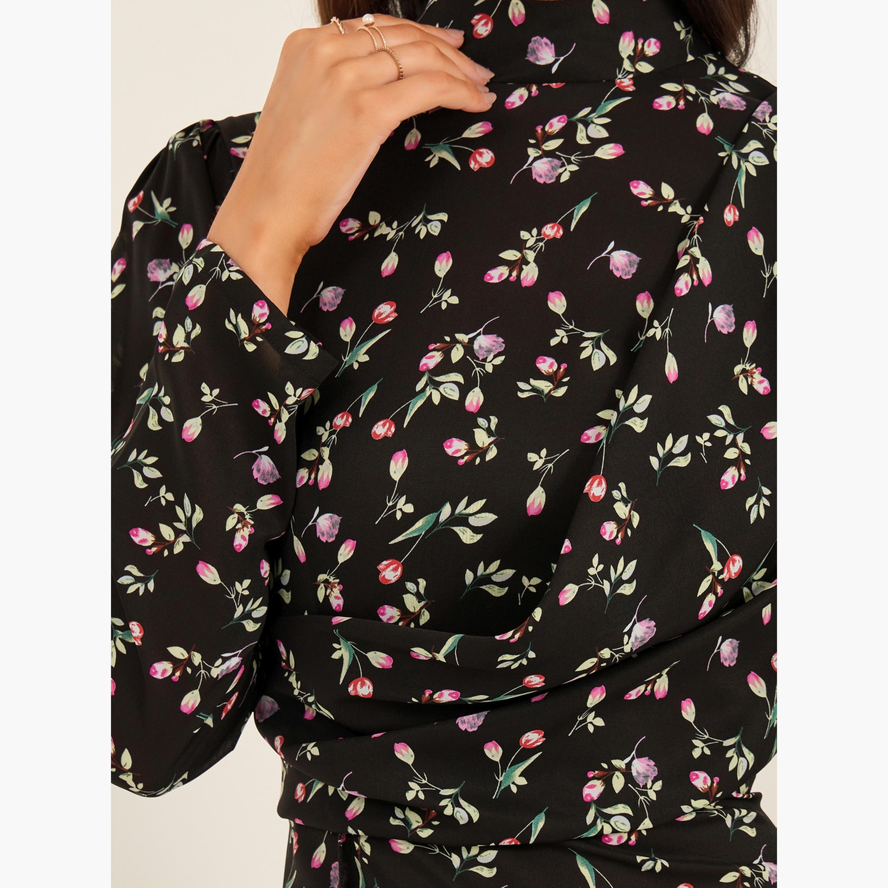 Styli All-Over Print High Neck A-Line Maxi Dress-women-clothing-dresses-image-4