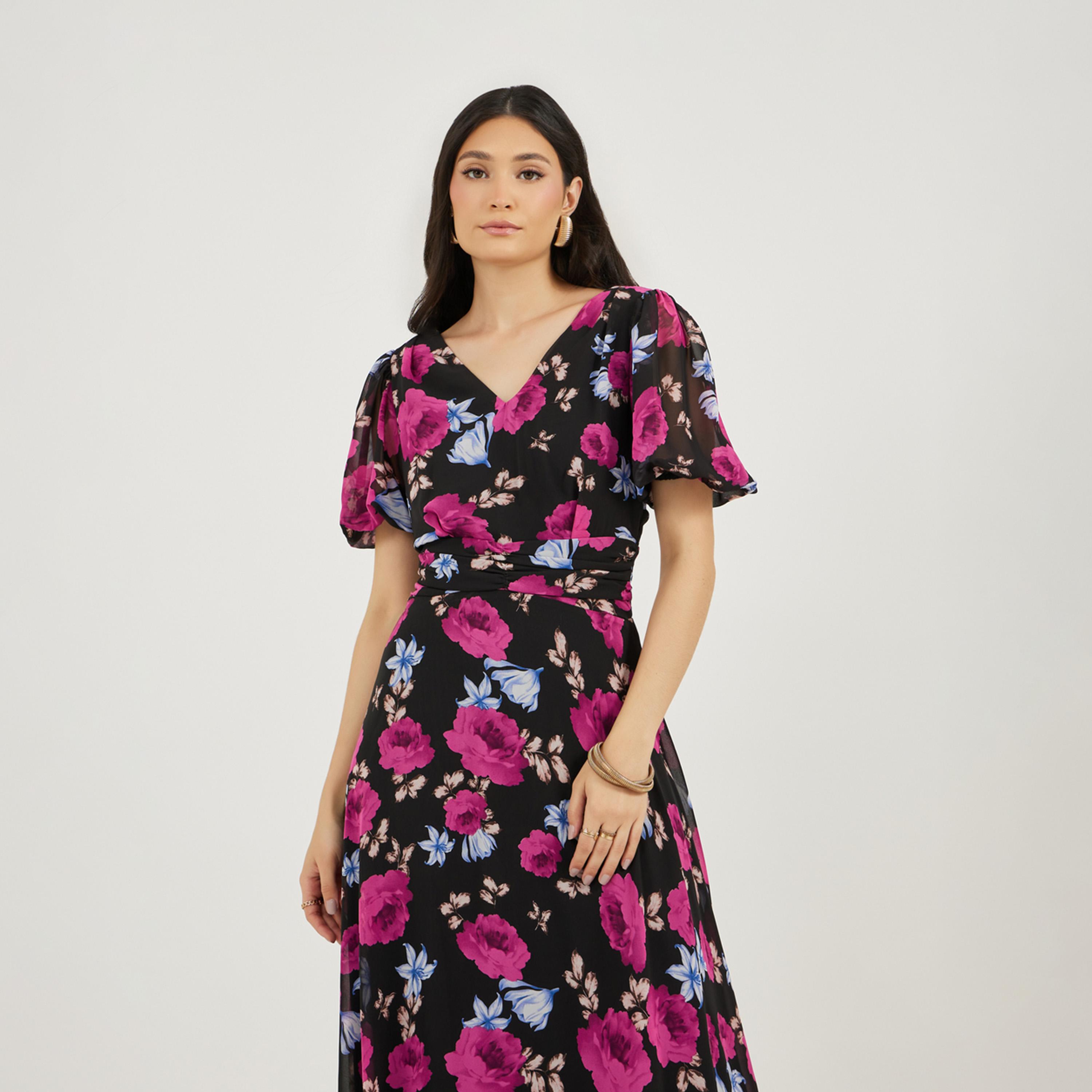 ستايلي - فستان ماكسي مورد بالكامل-women-clothing-dresses-image-2