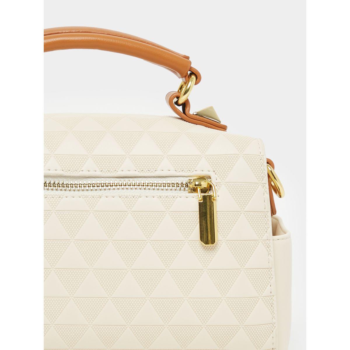 Styli Textured Diamond Pattern Handbag with Adjustable Strap-women-bagsandwallets-handbags-image-3