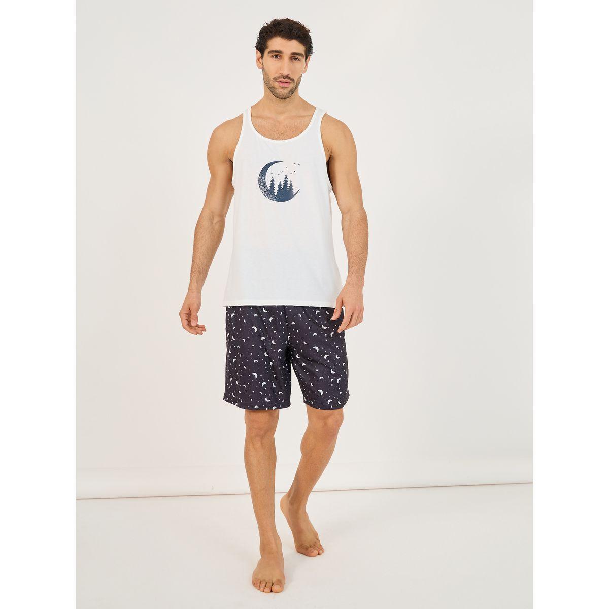 Styli Moon Graphic Print Tank and Shorts Set-men-clothing-nightwear-pyjamaandshorts-image-1