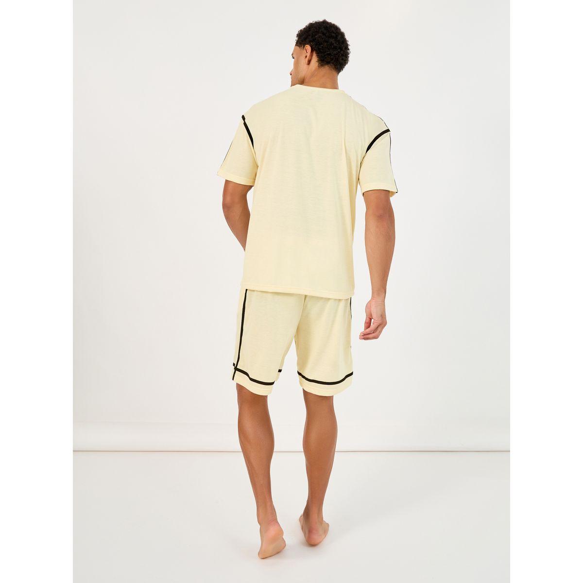 Styli Contrast Tape Short Sleeve T-Shirt and Shorts Set-men-clothing-nightwear-pyjamaandshorts-image-5