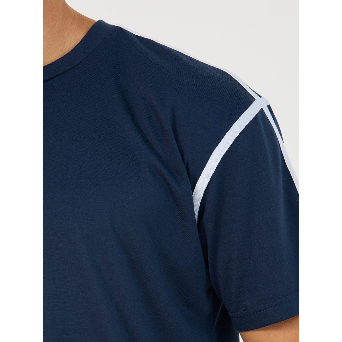 Styli Contrast Tape Short Sleeve T-Shirt and Shorts Set-men-clothing-nightwear-pyjamaandshorts-image-3