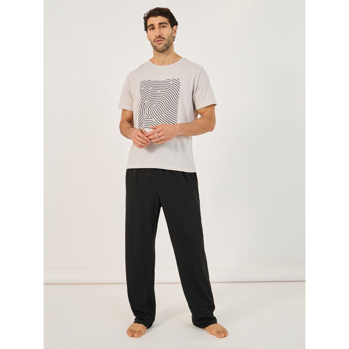 Styli Graphic Print Round Neck T-Shirt & Pyjama Set-men-clothing-nightwear-sets-image-1