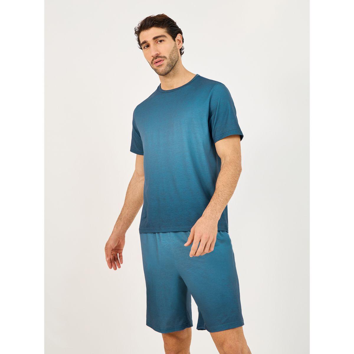 Styli Acid Washed Look Round Neck T-Shirt & Shorts Set-men-clothing-nightwear-sets-image-2
