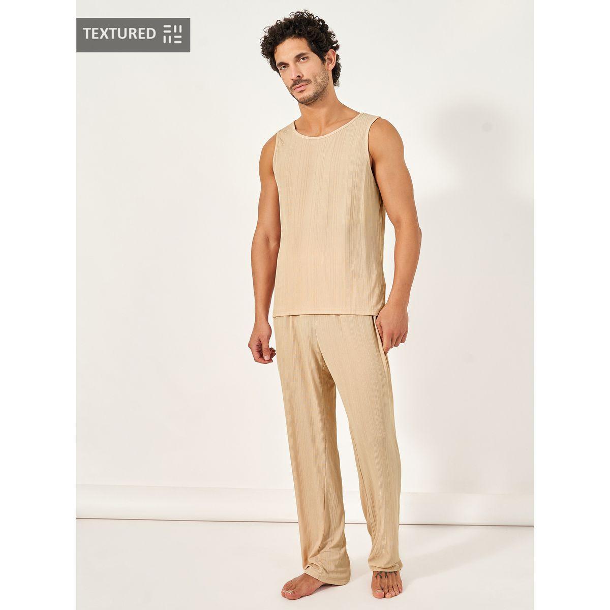 طقم من بنطال بيجاما مع بلوزة محبوكة بلا أكمام-men-clothing-nightwear-sets-image-1
