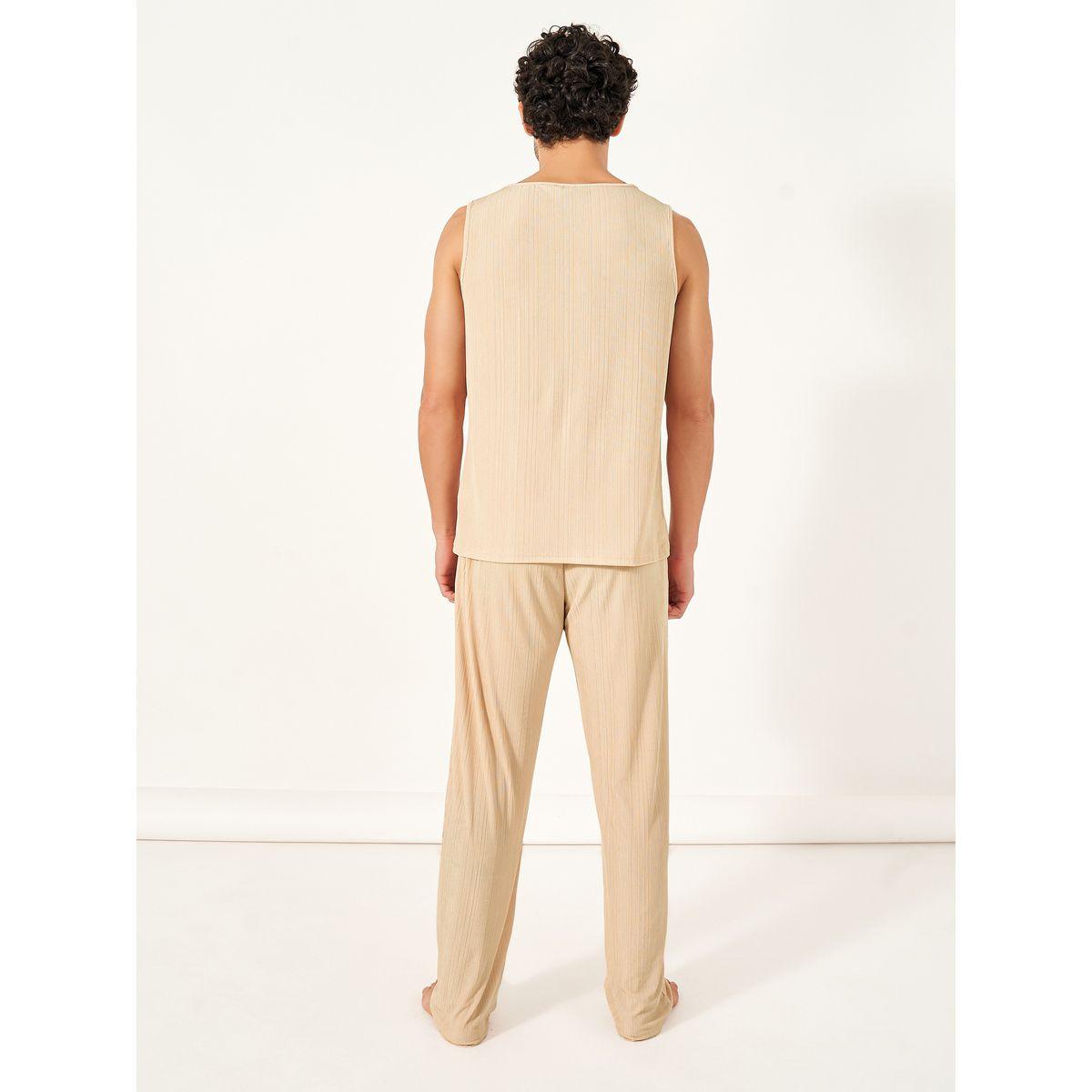 طقم من بنطال بيجاما مع بلوزة محبوكة بلا أكمام-men-clothing-nightwear-sets-image-4