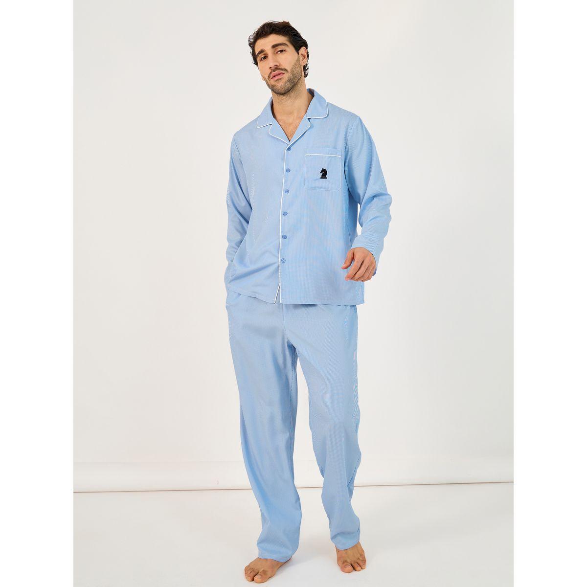 Styli Woven Checked Pocket Detail Shirt & Pyjama Set-men-clothing-nightwear-sets-image-1