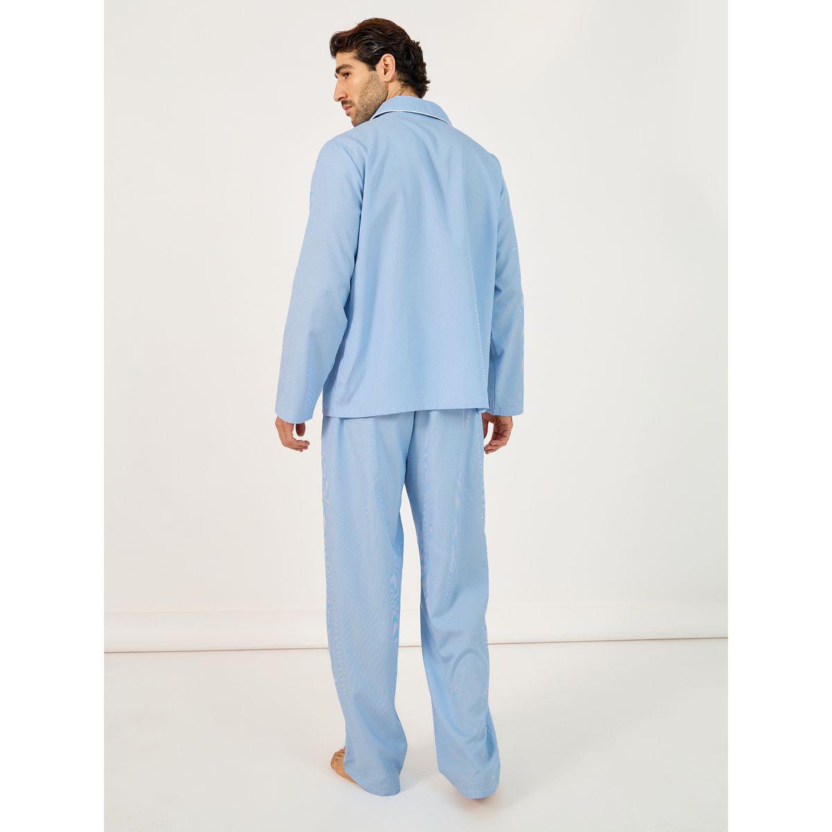 Styli Woven Checked Pocket Detail Shirt & Pyjama Set-men-clothing-nightwear-sets-image-5