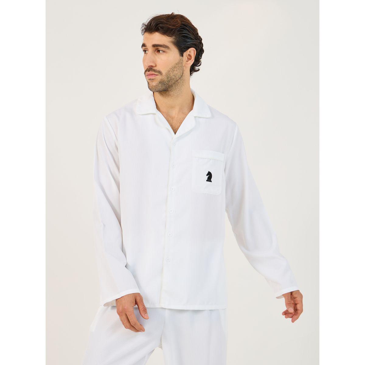 Styli Woven Checked Pocket Detail Shirt & Pyjama Set-men-clothing-nightwear-sets-image-2