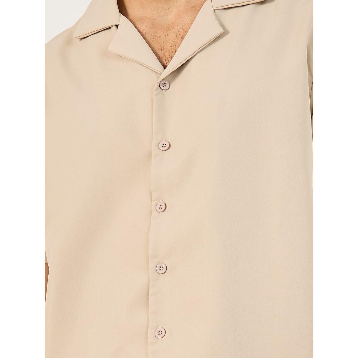 Styli Solid Woven Short Sleeve Collared Shirt and Shorts Set-men-clothing-nightwear-pyjamaandshorts-image-3