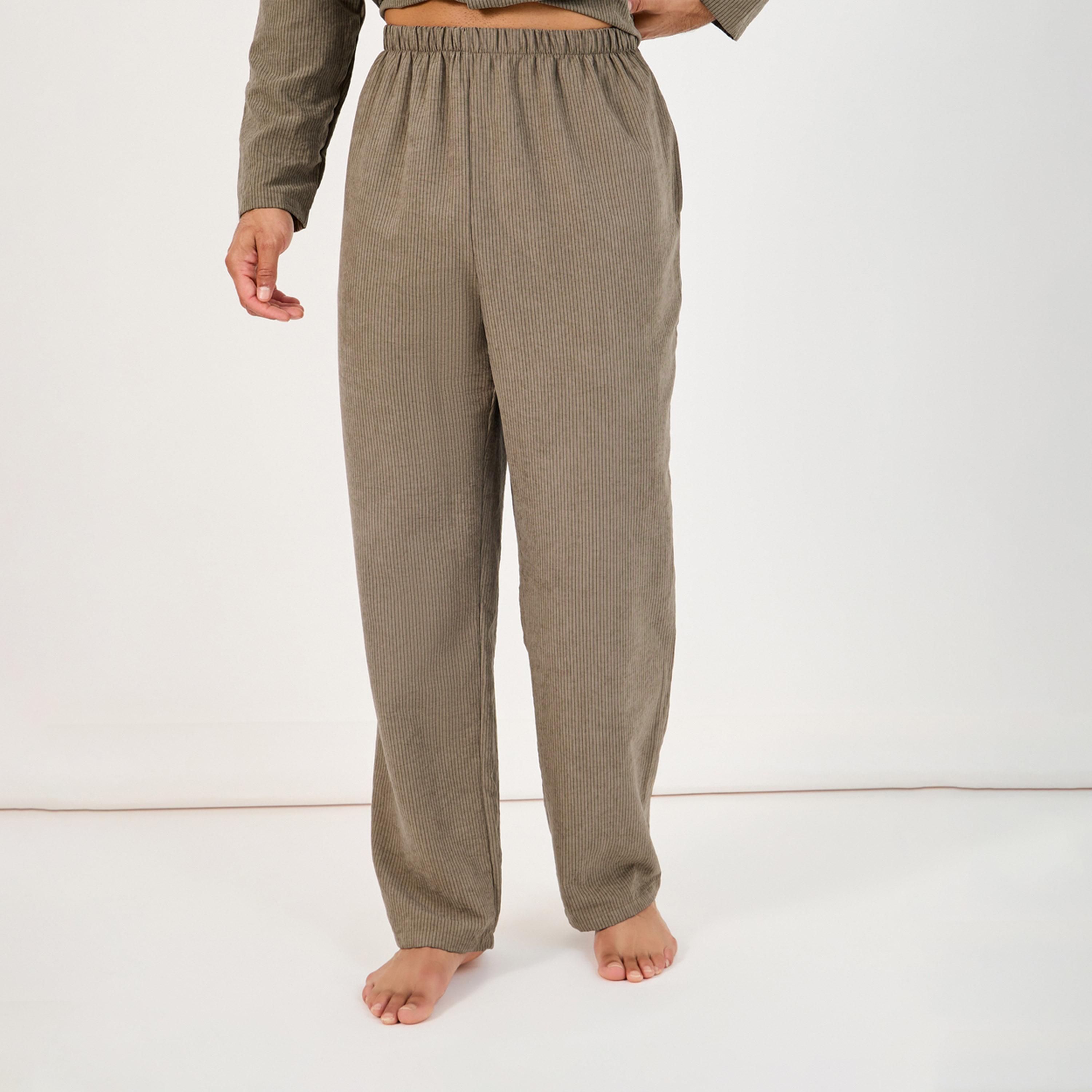 Styli Unwind Textured Woven Striped Long Sleeve Shirt & Pyjama Set-men-clothing-nightwear-sets-image-4