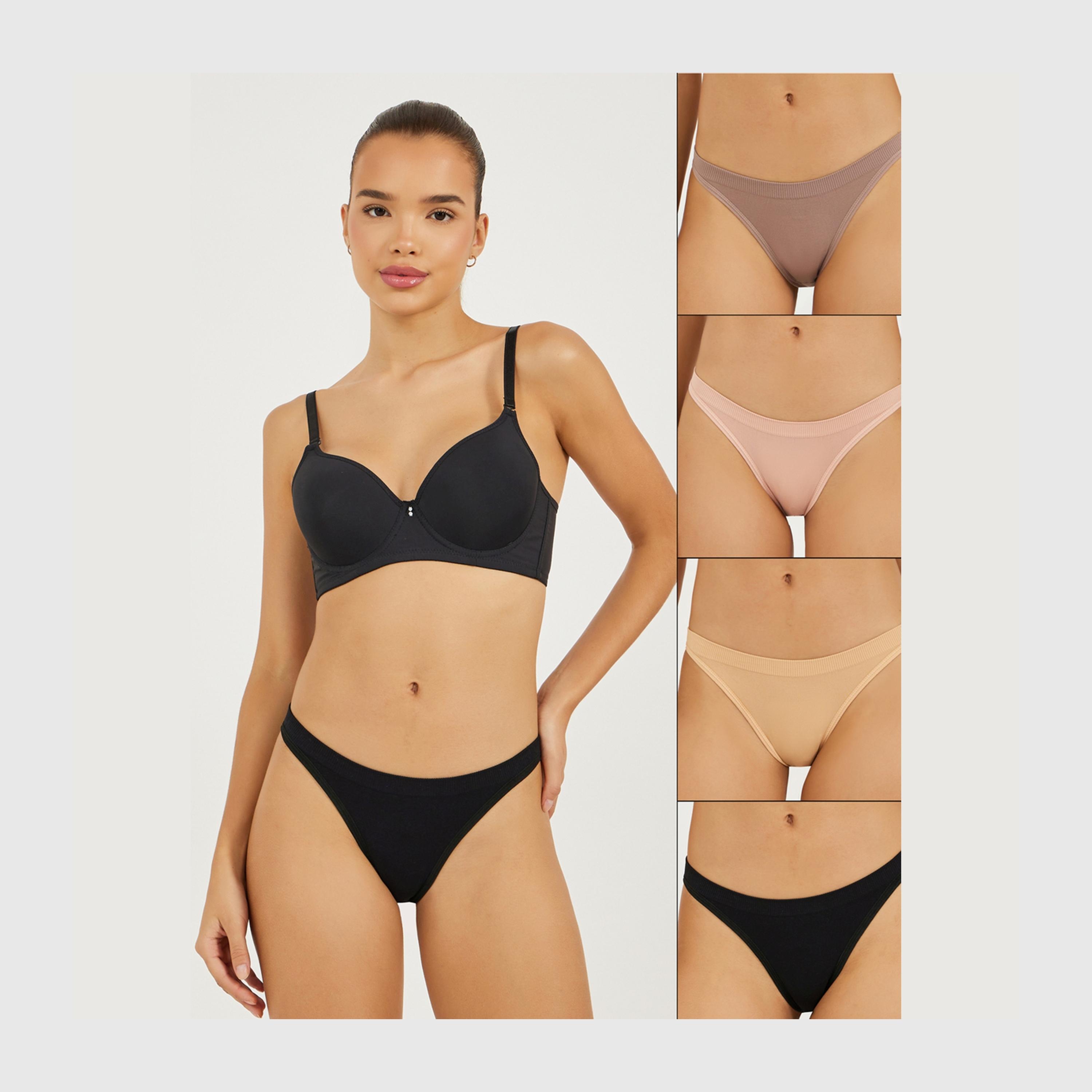 ستايلي - مجموعة من 4 قطع - سروال داخلي سادة طويل الساق-women-clothing-lingerie-panties-image-1