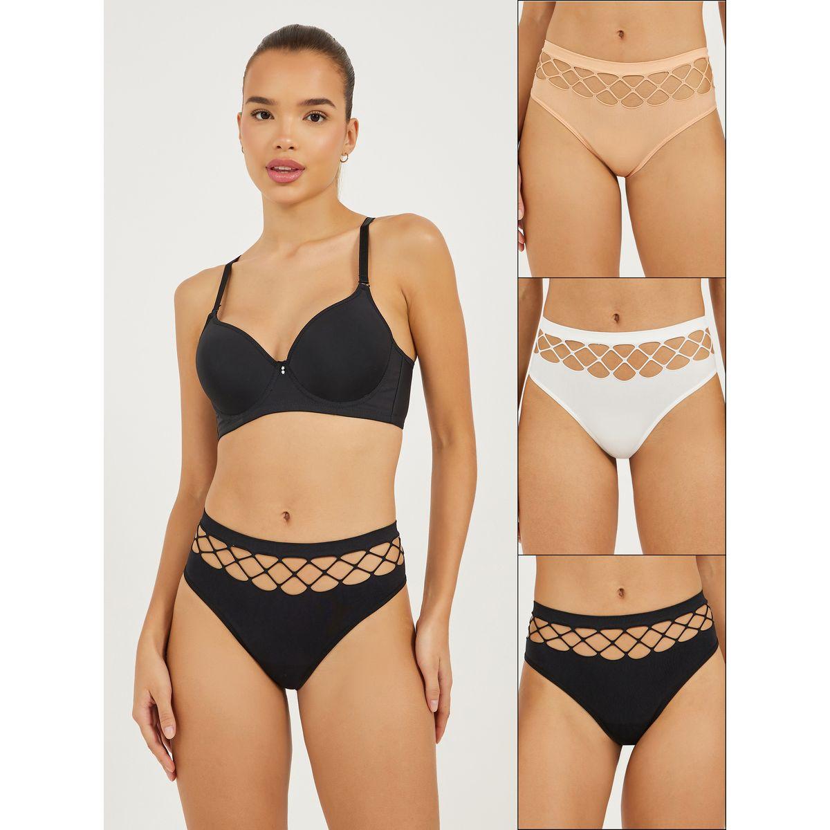 مجموعة من 3 سراويل داخلية بنمط ثونغ-women-clothing-lingerie-panties-image-1