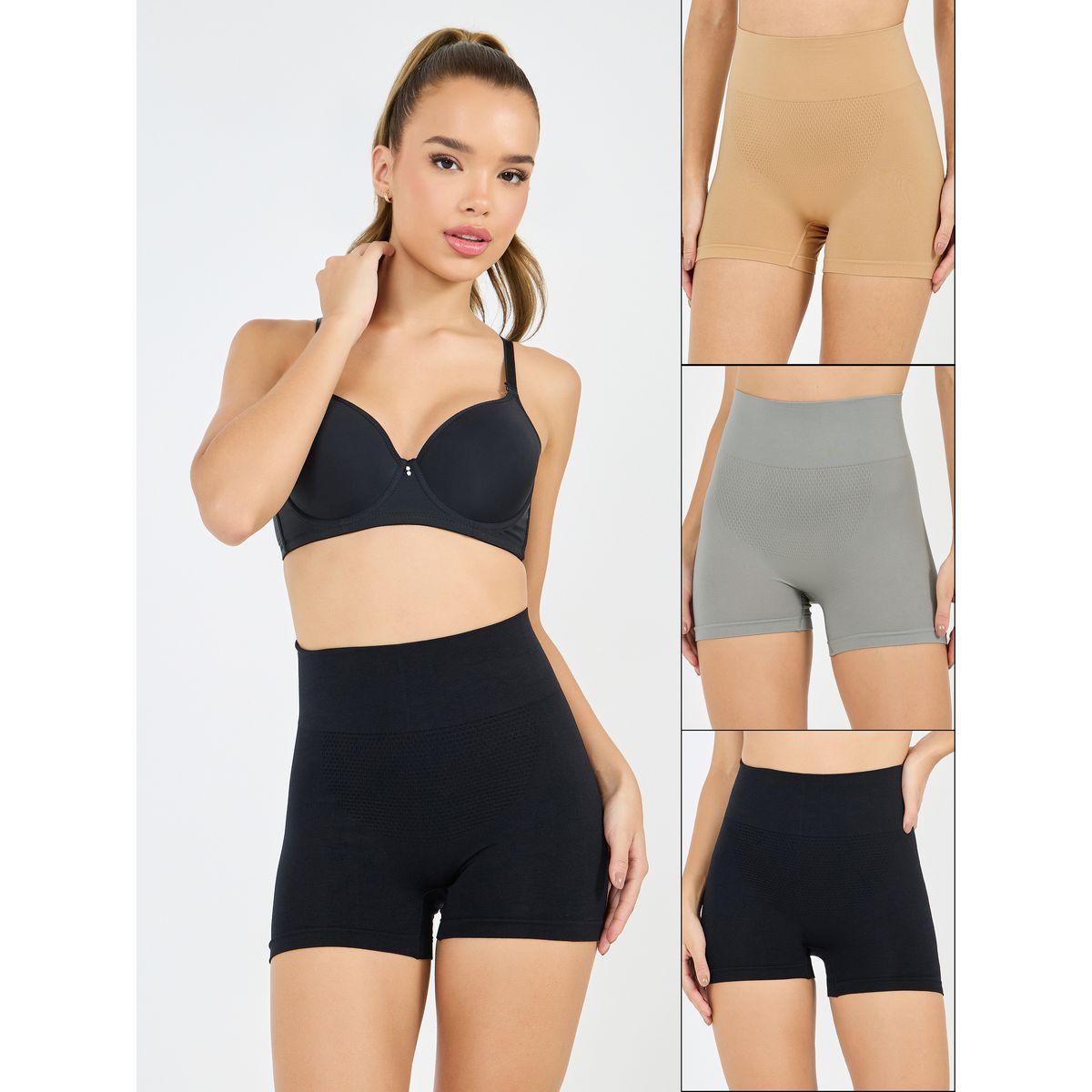 Styli Pack of 3 - Solid Shaping Briefs with Elasticated Waistband-women-clothing-lingerie-shapewear-image-1