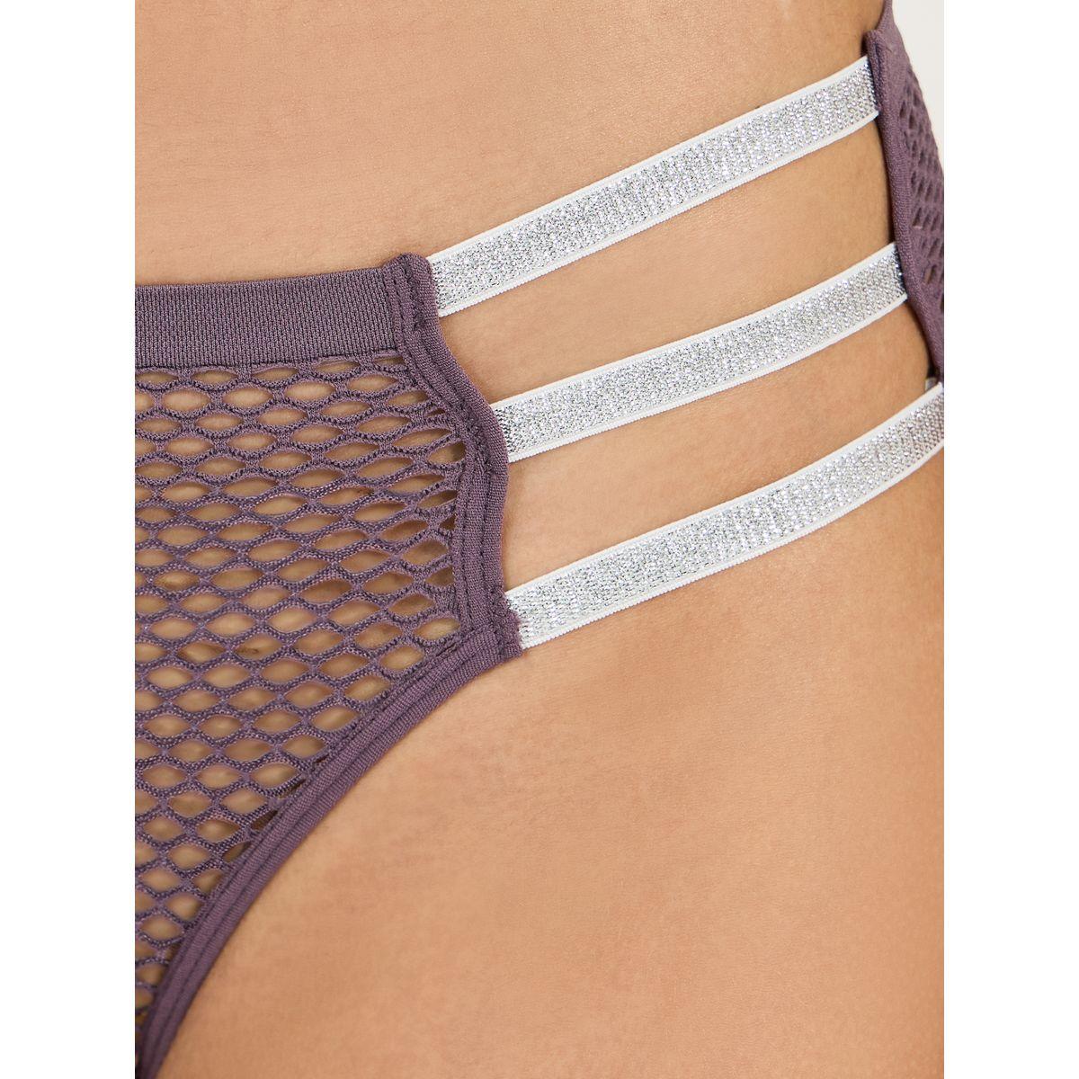 Styli Textured Cut-Out Glitter Strap Detail High Leg Brief-women-clothing-lingerie-panties-image-2