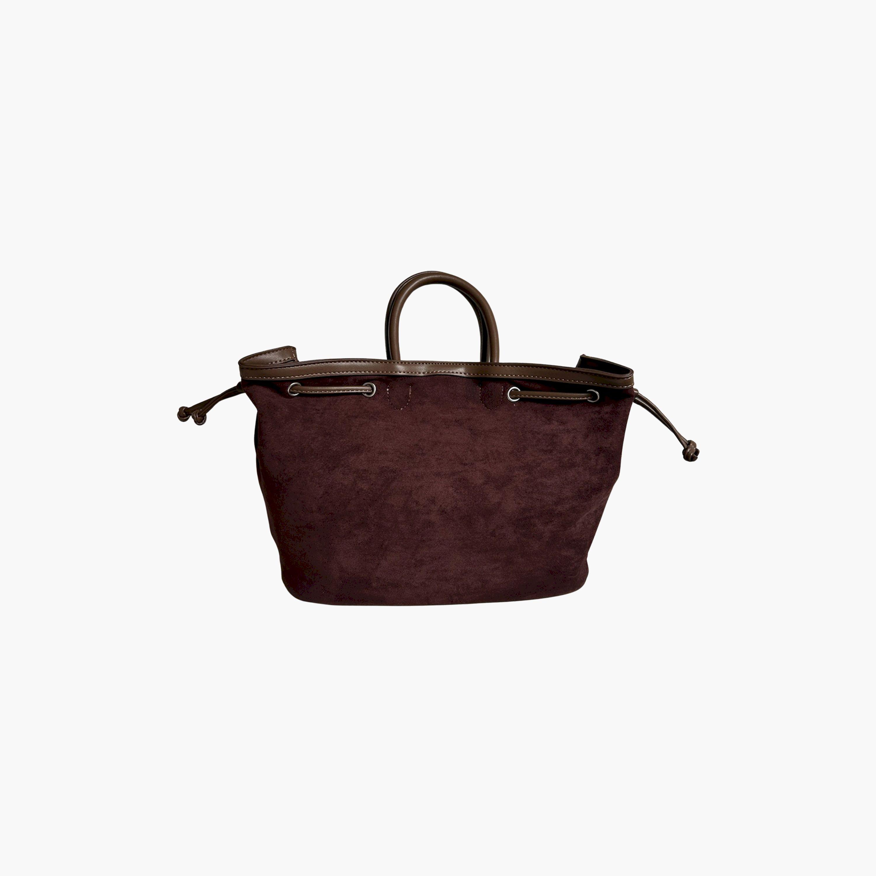 Styli Velvet Look Eyelet Tote Bag with Side Drawstrings-women-bagsandwallets-handbags-image-1