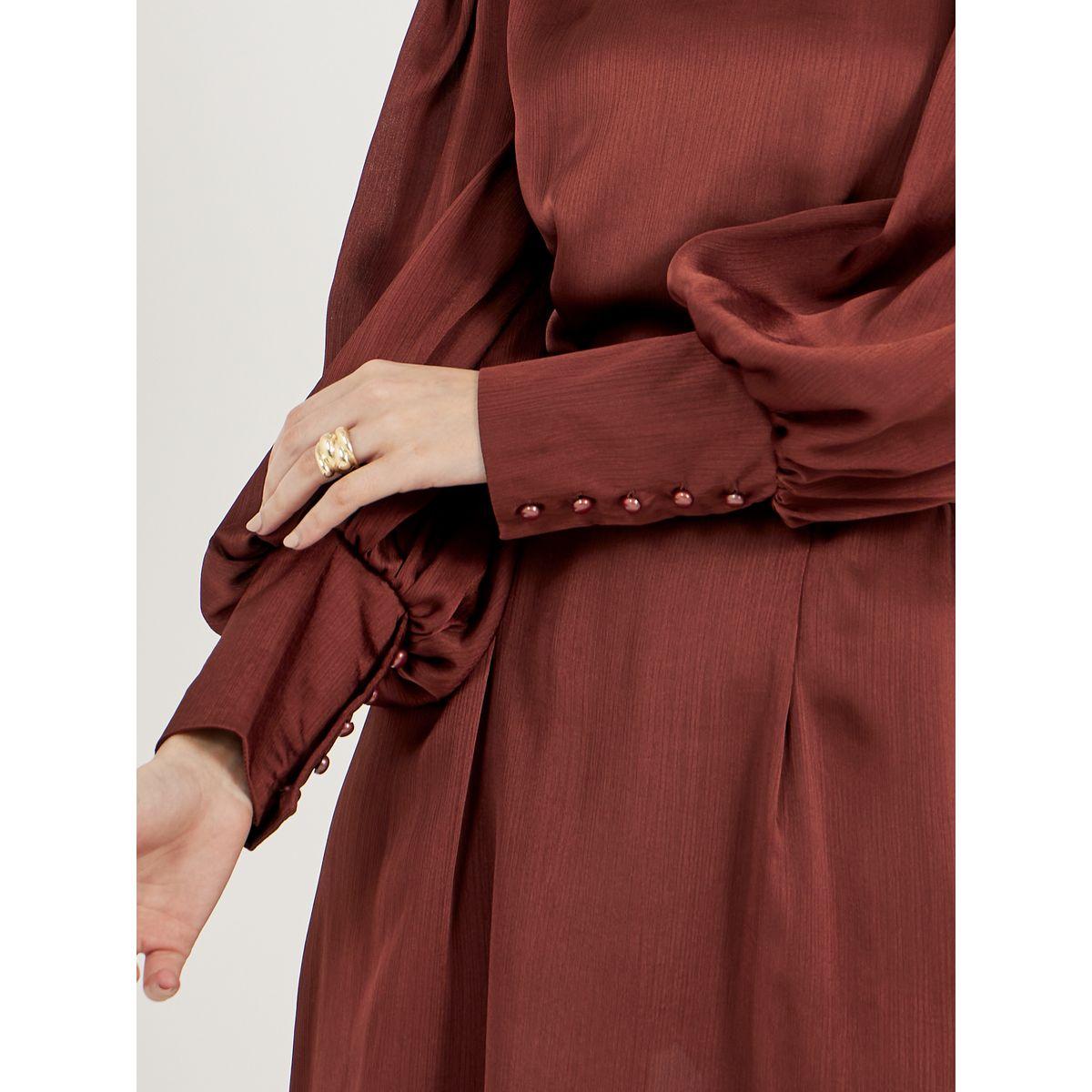 Styli Solid Balloon Sleeves A-Line Maxi Dress-women-clothing-dresses-image-6