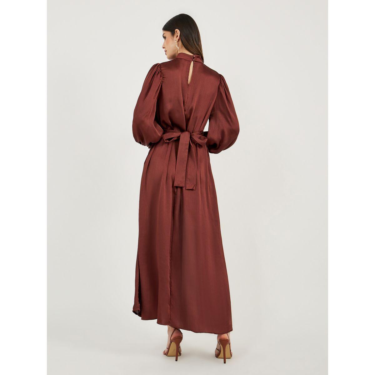 Styli Solid Balloon Sleeves A-Line Maxi Dress-women-clothing-dresses-image-7