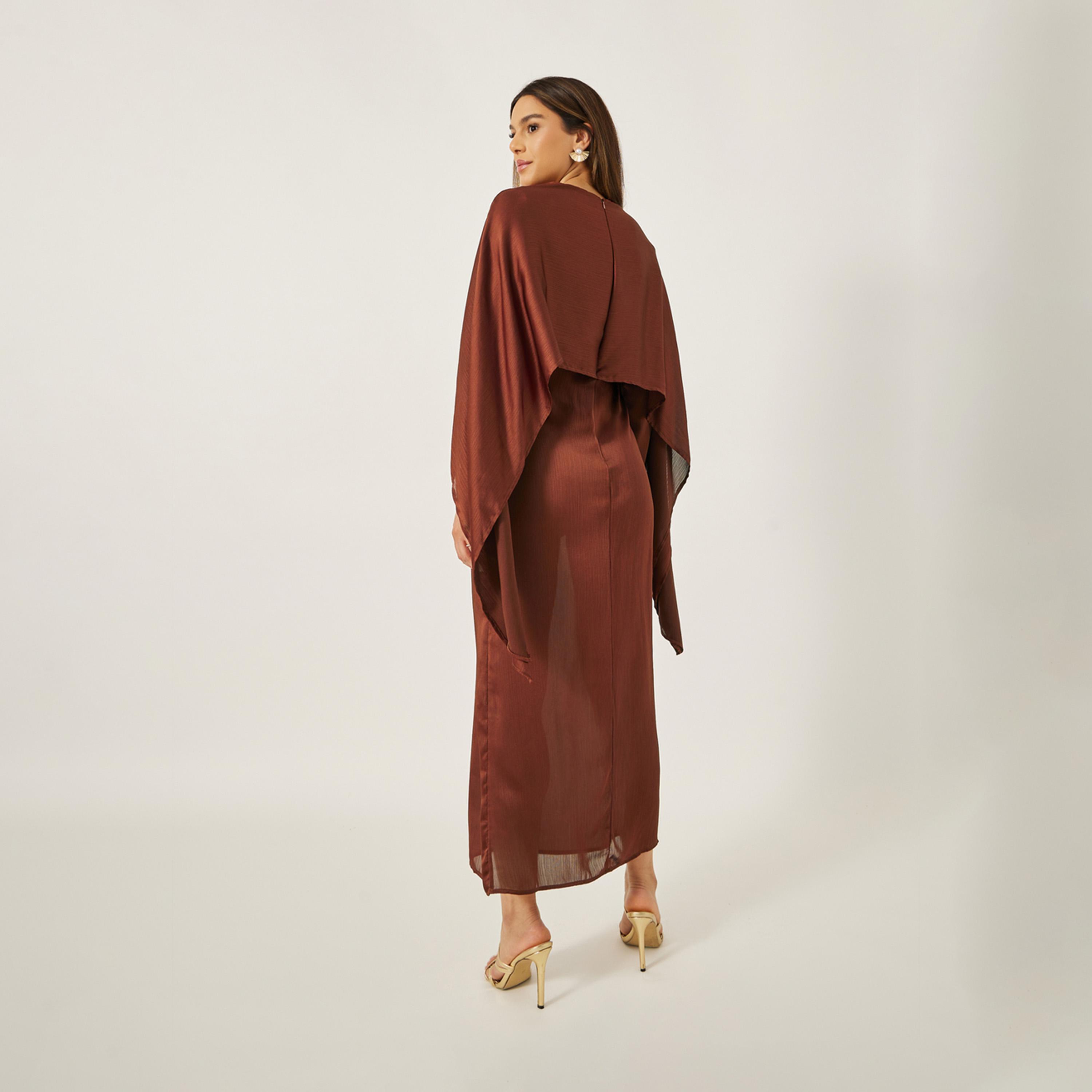 ستايلي - فستان ماكسي سادة بأكمام واسعة متدلية-women-clothing-dresses-image-5