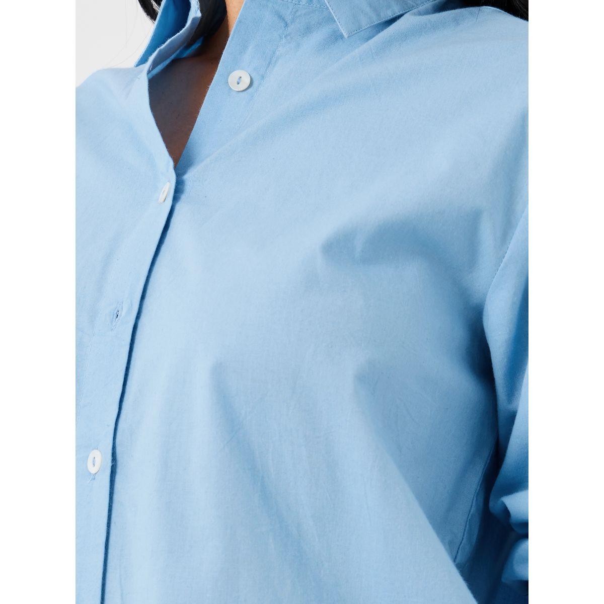 Styli Solid Oxford Oversized Fit Shirt with High Low Hem-women-clothing-shirtsandblouses-shirts-image-3