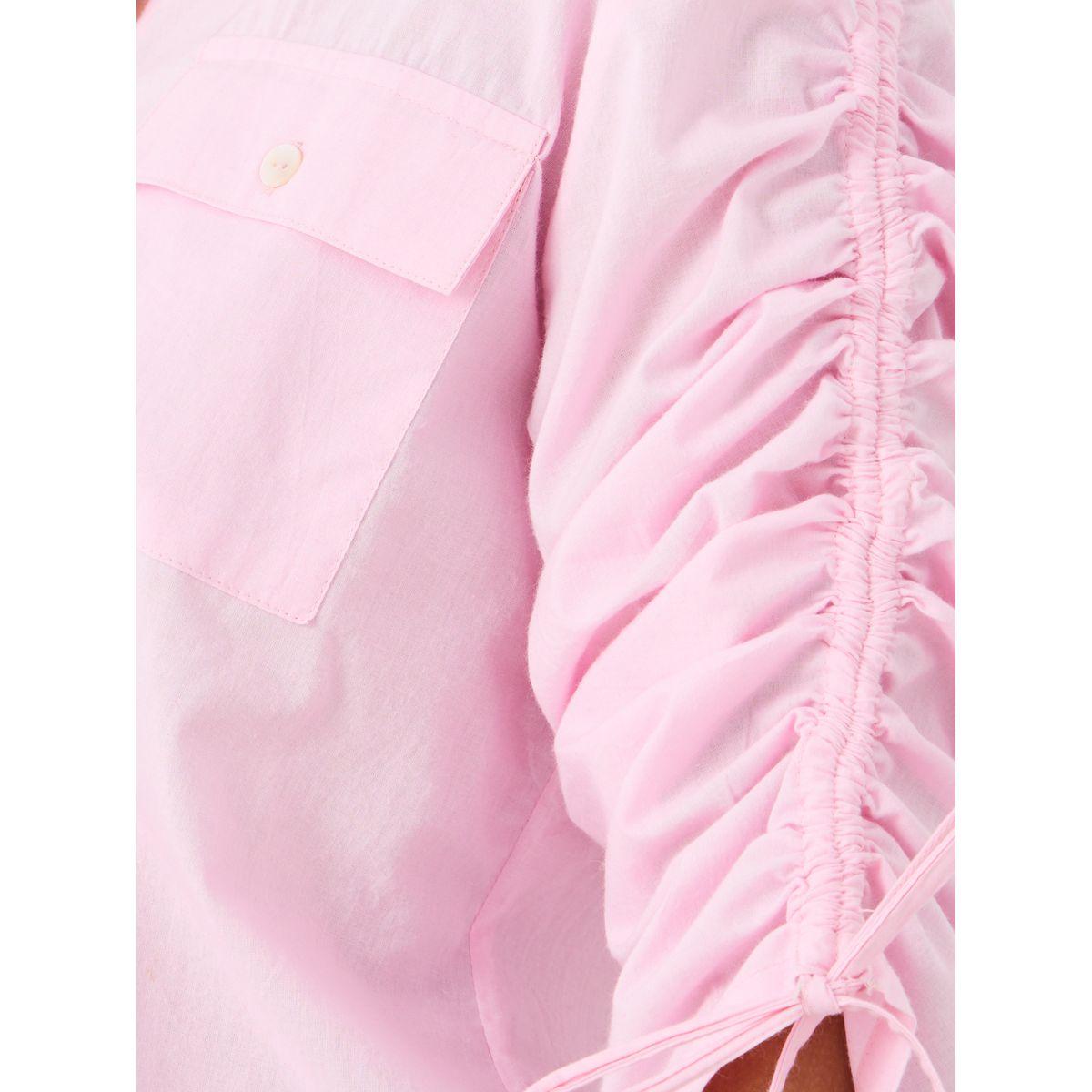 بلوزة فضفاضة سادة مع أكمام بأربطة وتفاصيل جيب-women-clothing-shirtsandblouses-shirts-image-4