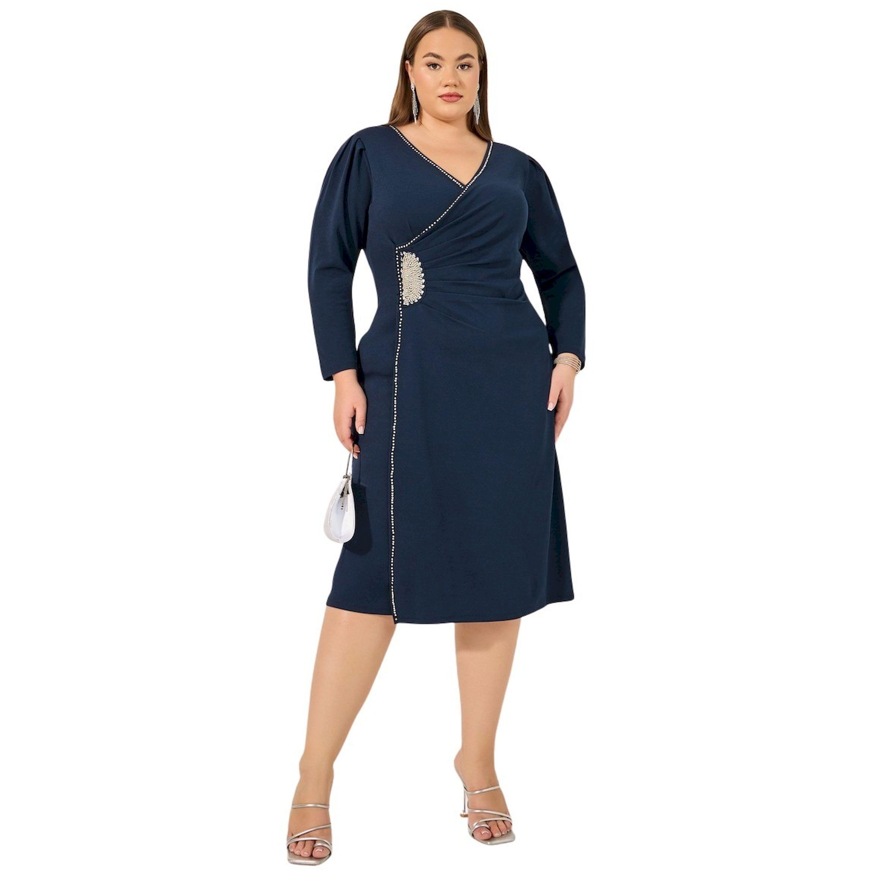 ستايلي - فستان متوسط الطول تصميم ملفوف ومزخرف مقاس كبير-women-clothing-dresses-image-1
