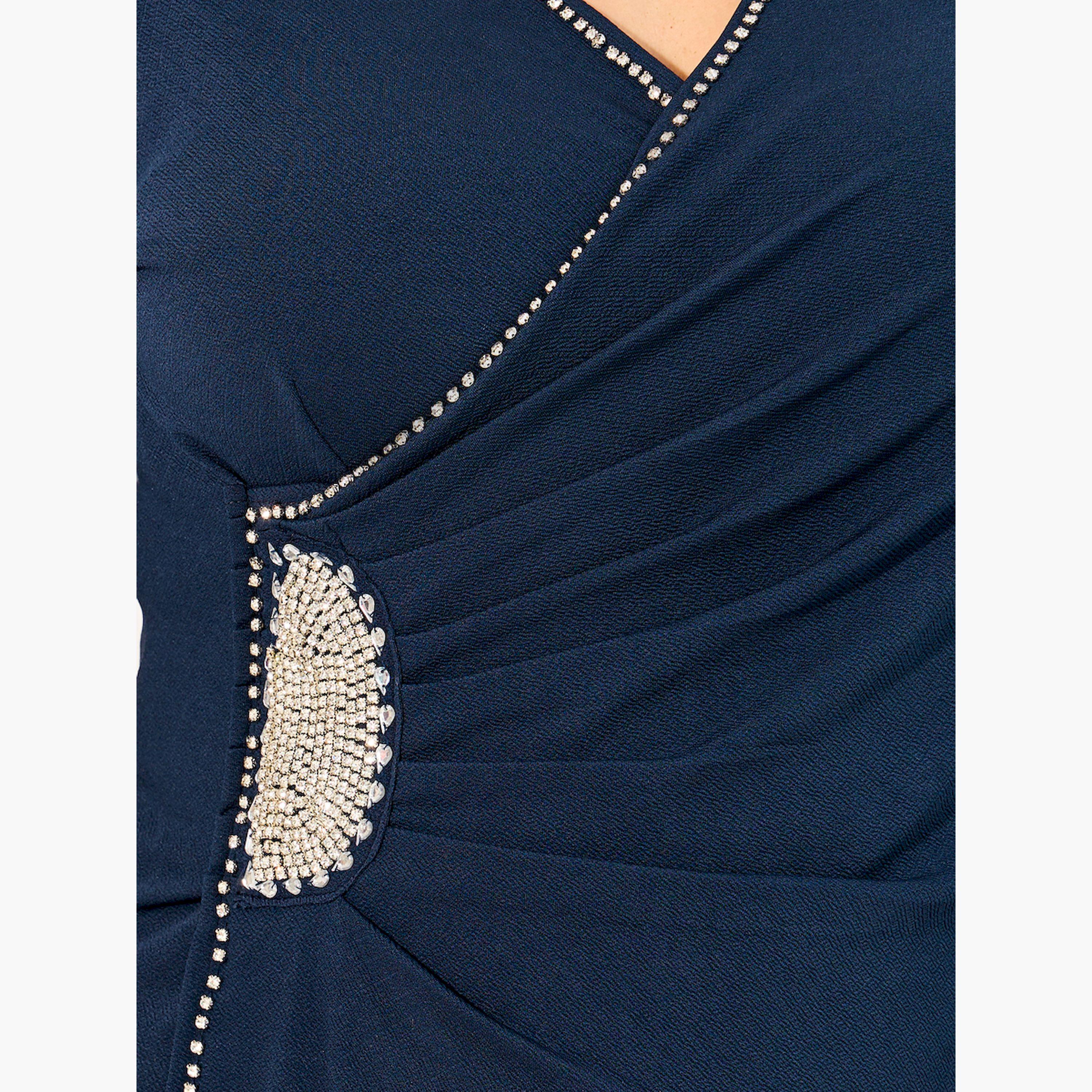 ستايلي - فستان متوسط الطول تصميم ملفوف ومزخرف مقاس كبير-women-clothing-dresses-image-4