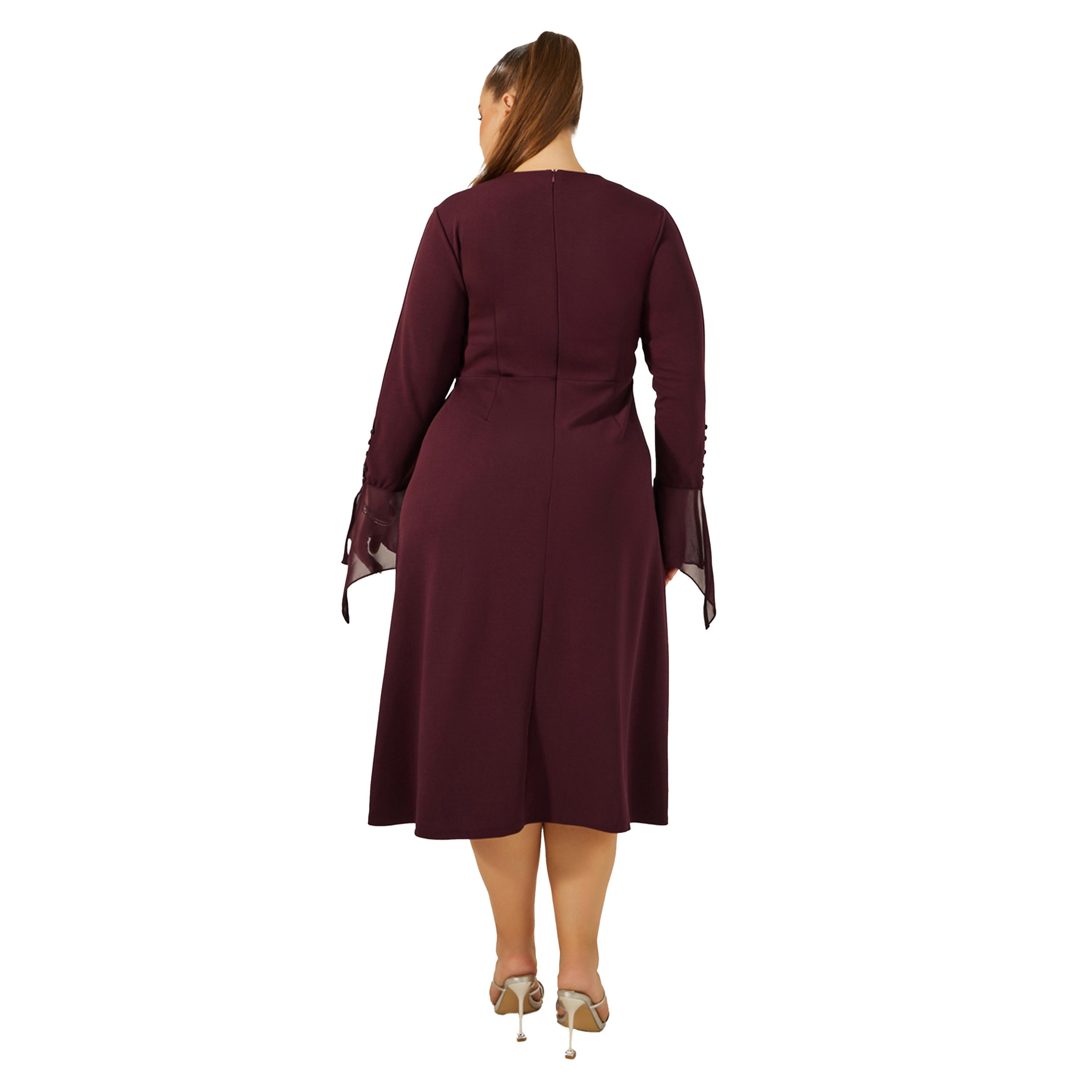 ستايلي - فستان ميدي بأكمام طويلة على شكل حرف A ومقاسات كبير ة-women-clothing-dresses-image-6